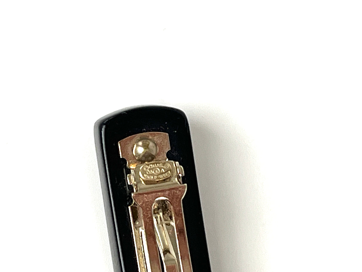 CHANEL Black Multi Logo Glitter Embellished Print Hair Clip