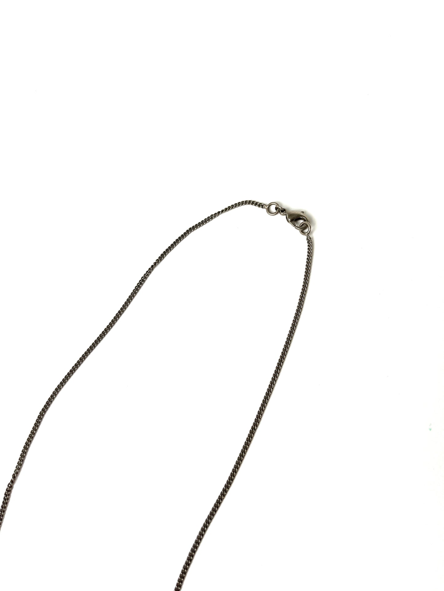 CHANEL Crystal Silver Tone CC Logo Peace Heart Charm Short Necklace