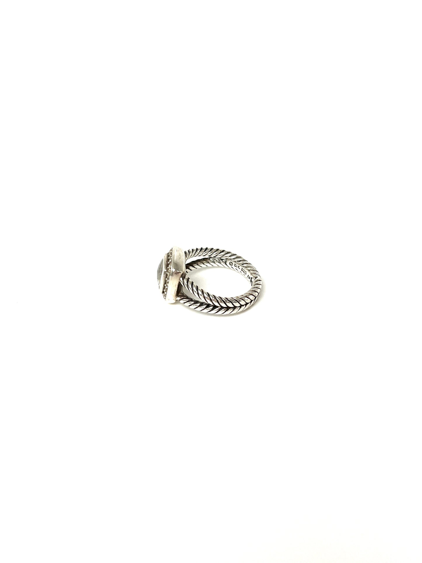 David Yurman Petite Albion Sterling Silver White Topaz Diamond Cable Classic Ring 5.75