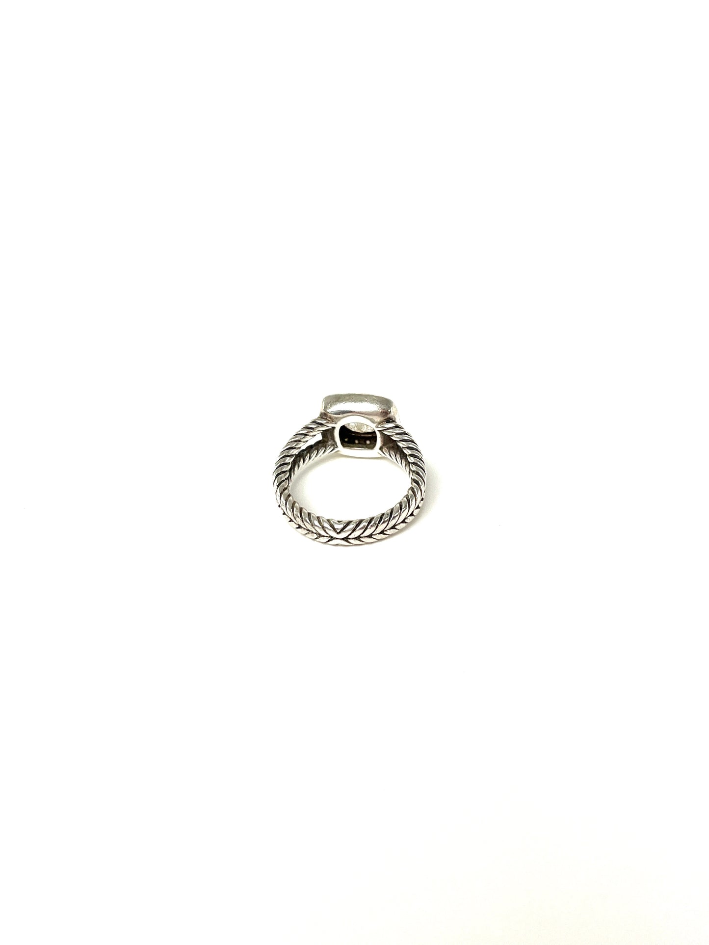 David Yurman Petite Albion Sterling Silver White Topaz Diamond Cable Classic Ring 5.75