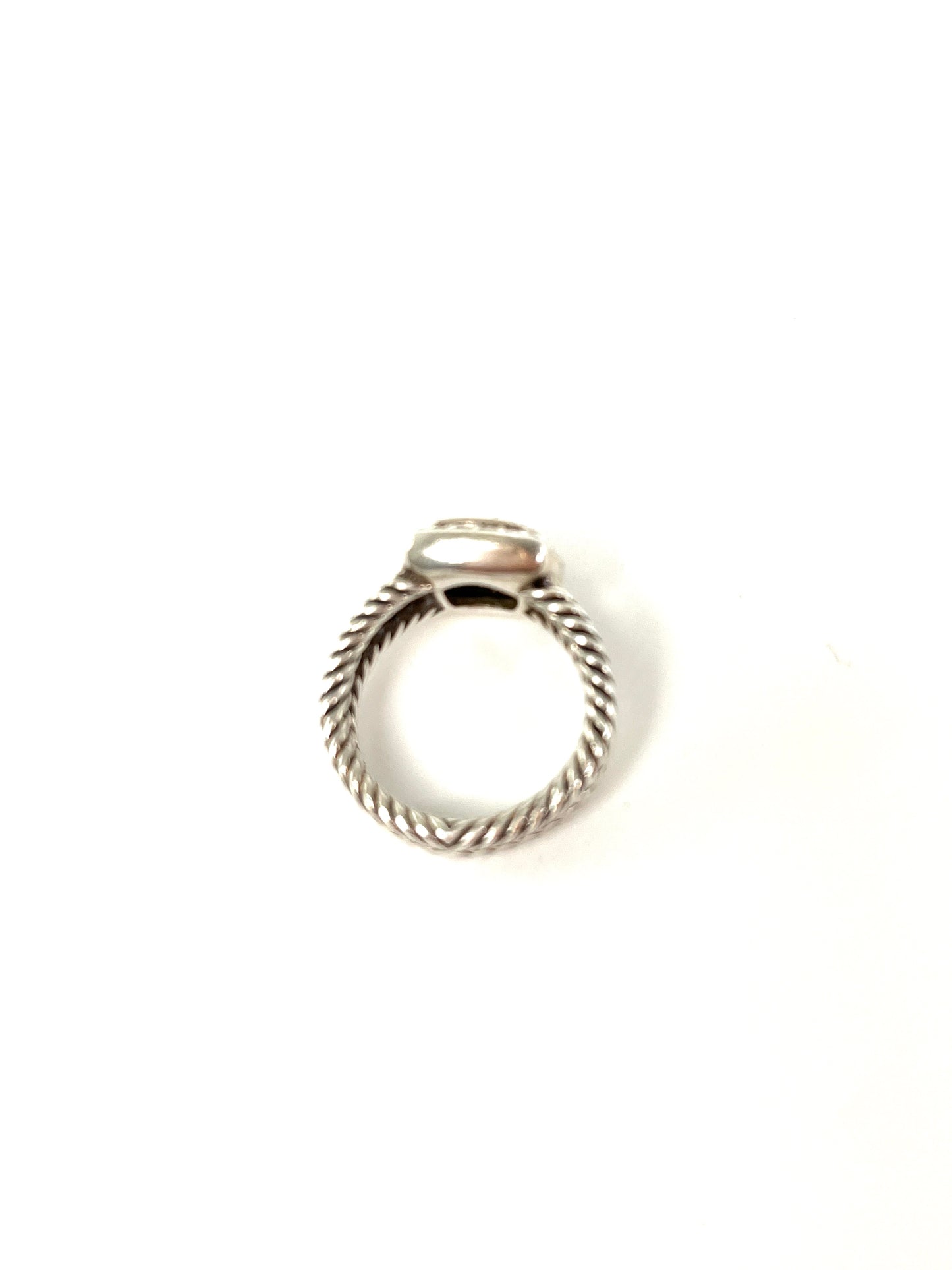 David Yurman Petite Albion Sterling Silver White Topaz Diamond Cable Classic Ring 5.75