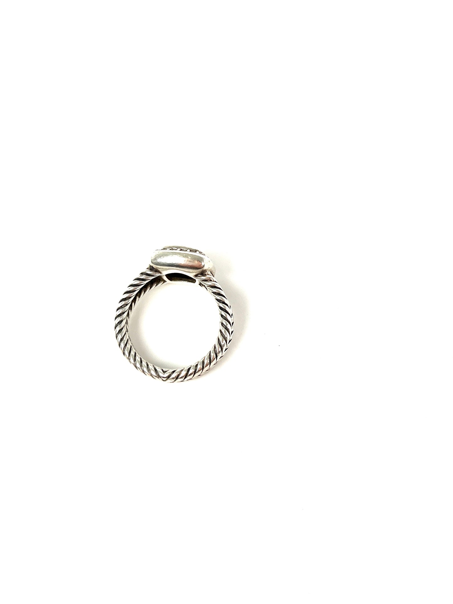 David Yurman Petite Albion Sterling Silver White Topaz Diamond Cable Classic Ring 5.75