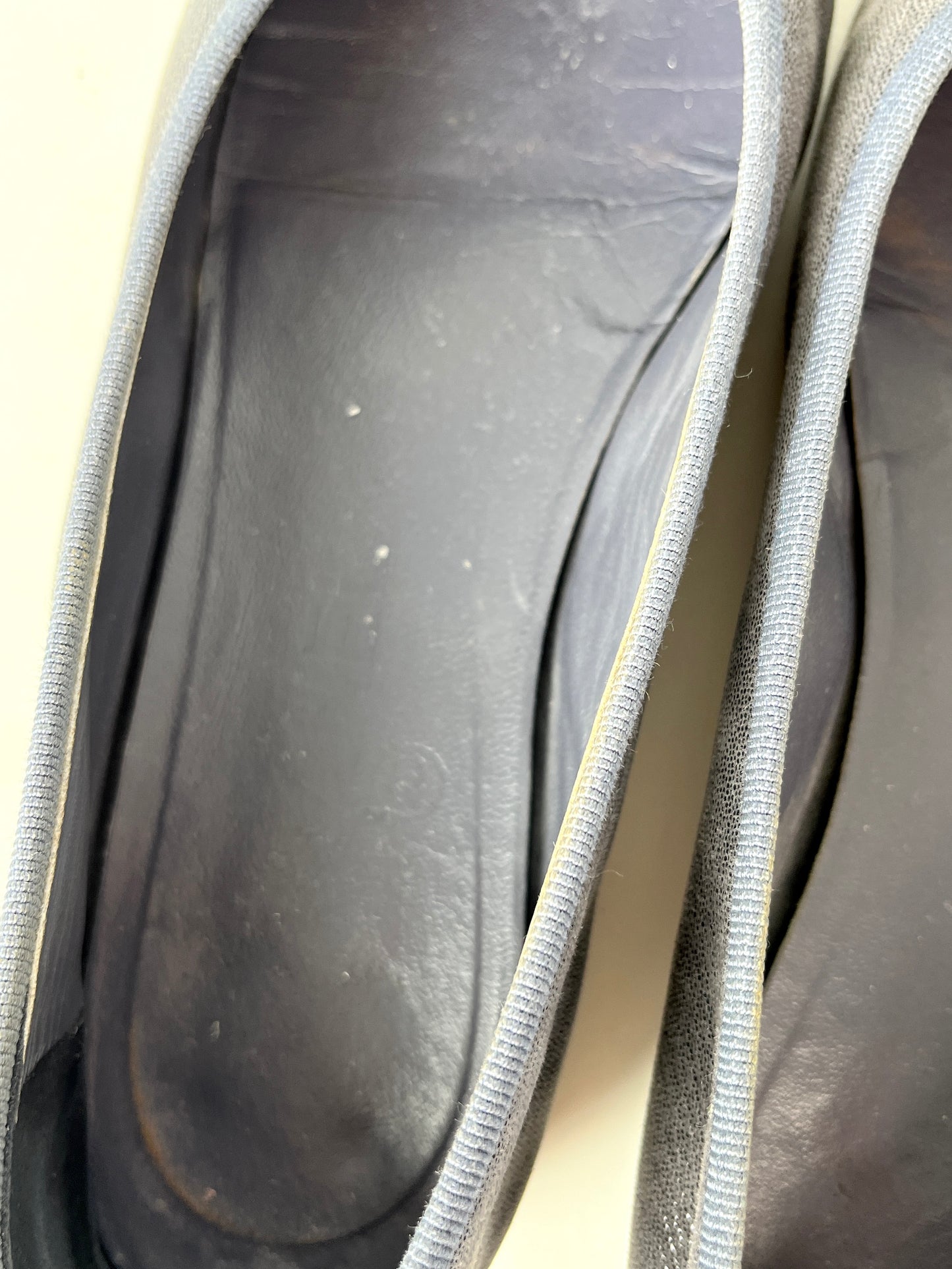CHANEL Black Dark Gray CC Logo Ballerina Leather Flats 37, 6.5