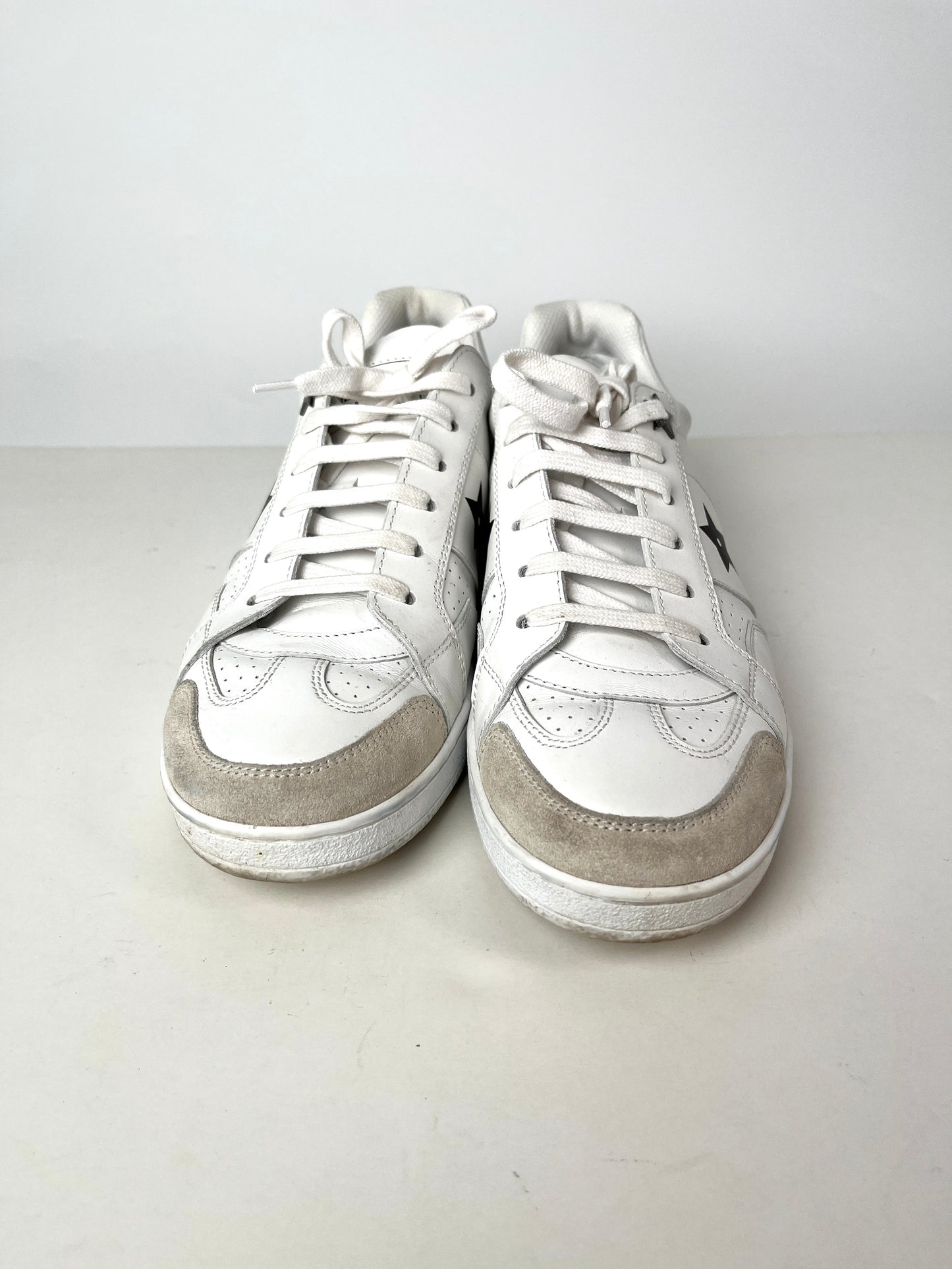 CHRISTIAN DIOR Star White Black Leather Sneakers 37 6.5
