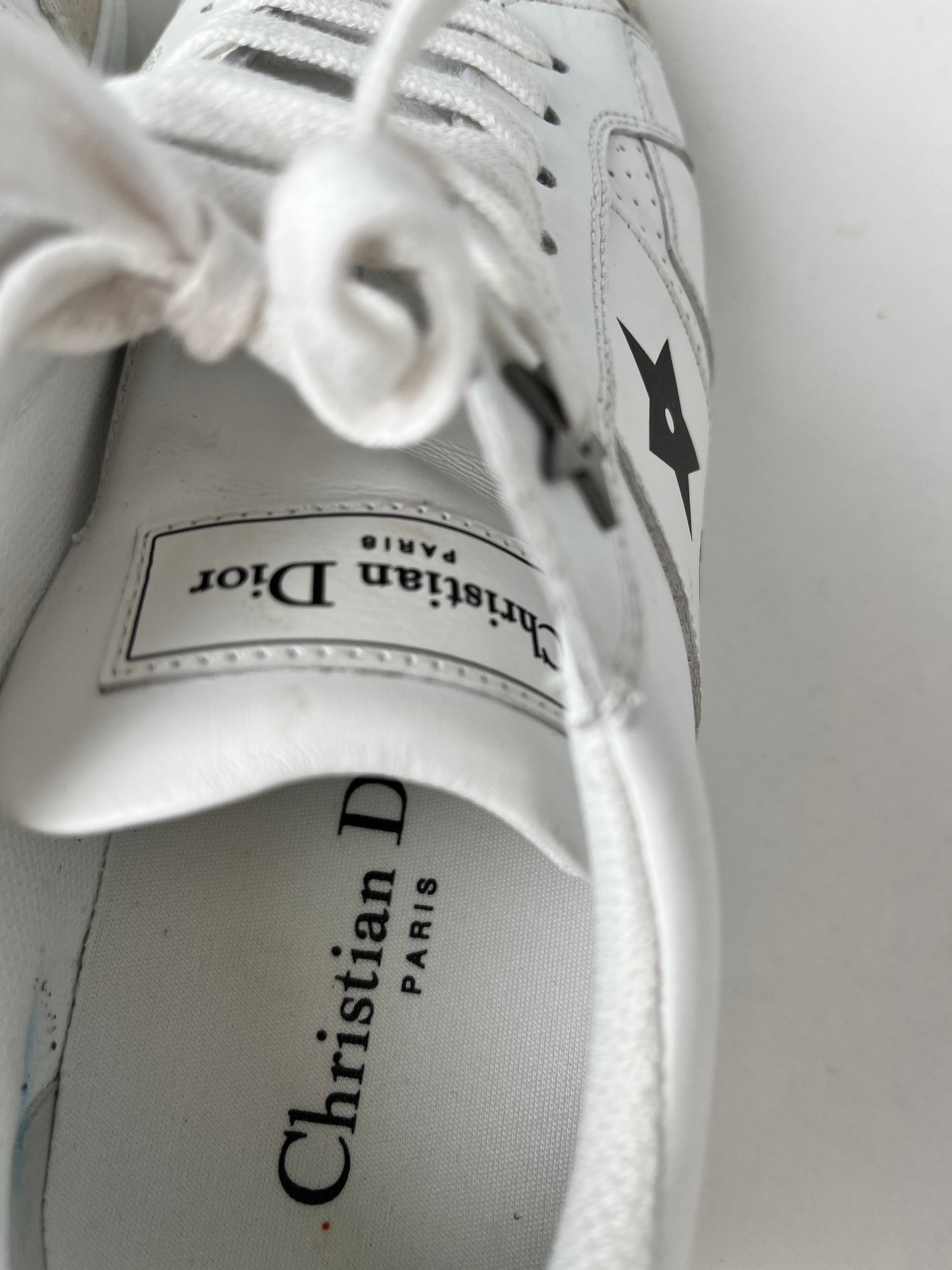 CHRISTIAN DIOR Star White Black Leather Sneakers 37 6.5