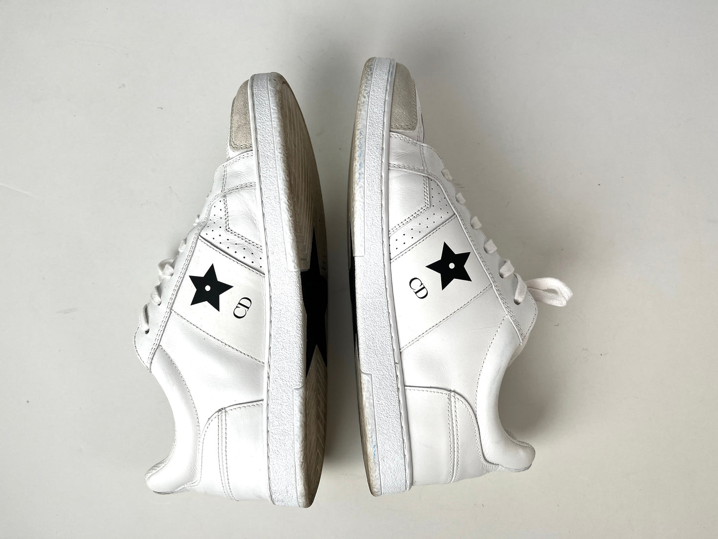 CHRISTIAN DIOR Star White Black Leather Sneakers 37 6.5