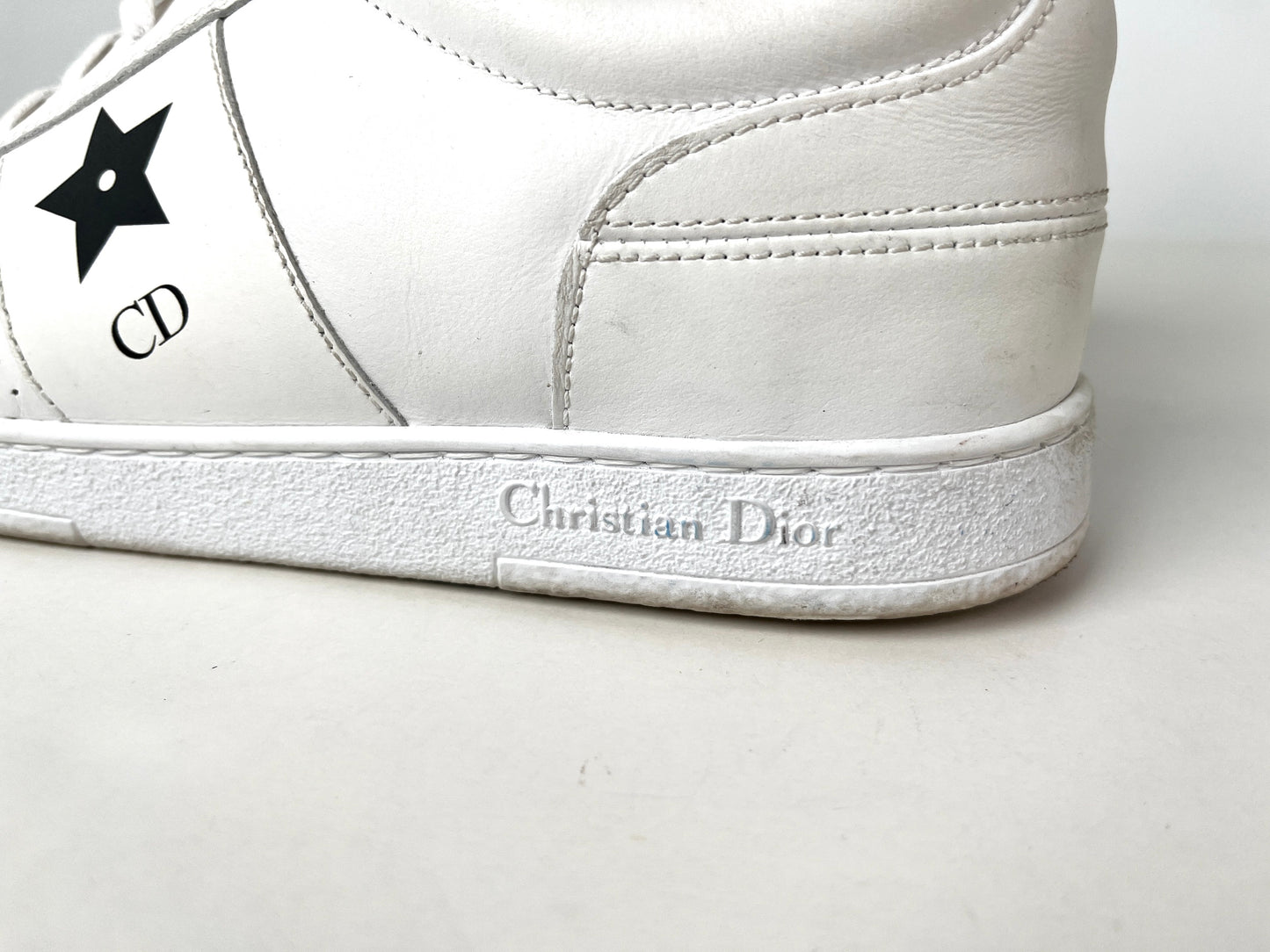 CHRISTIAN DIOR Star White Black Leather Sneakers 37 6.5
