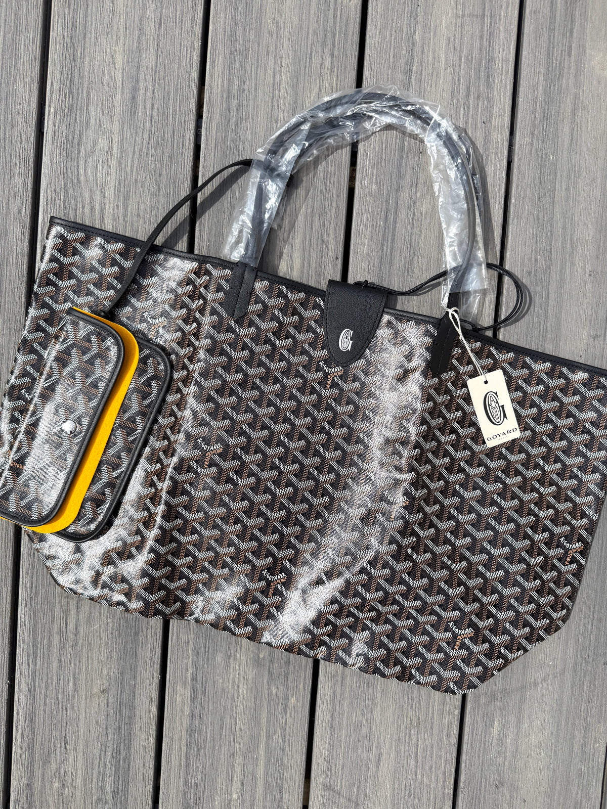 GOYARD Goyardine Saint Louis GM Black Tote Bag with Pouch New