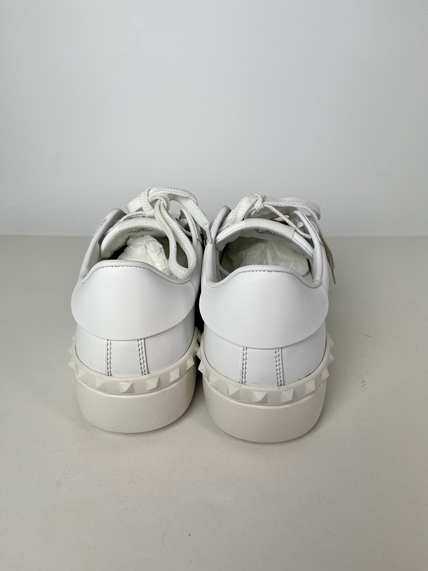 New Valentino Garavani Untitled White Animal Print Rockstud Leather Sneakers 40 9.5