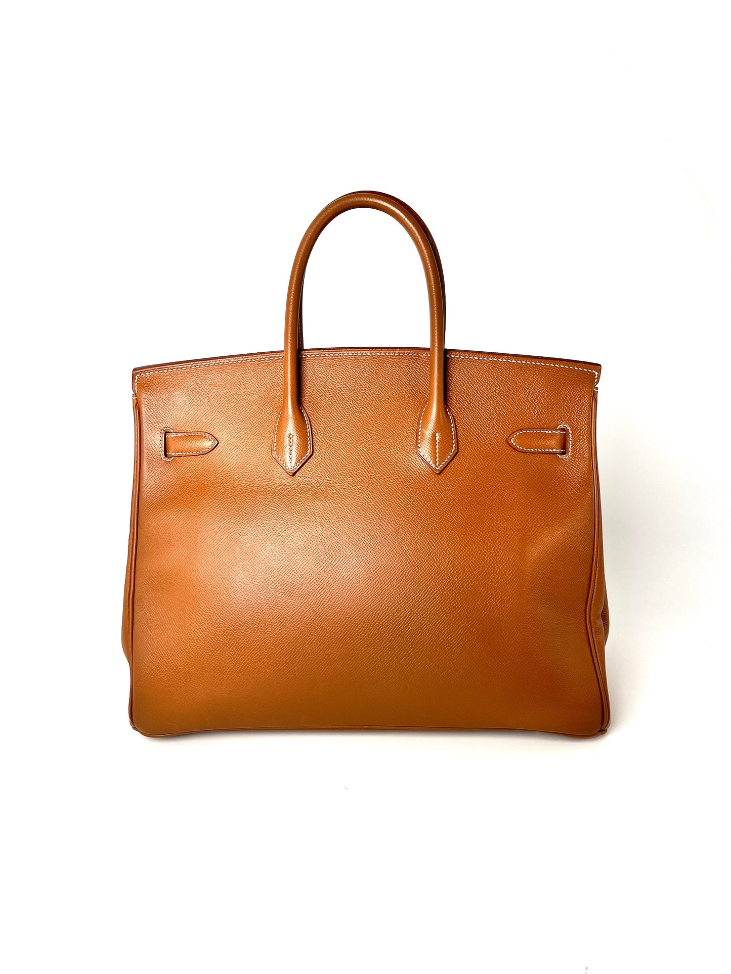 Vintage HERMES Birkin 35 Gold on Gold Courchevel Leather 1998 Satchel Bag