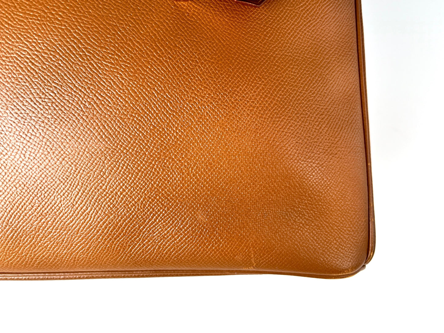 Vintage HERMES Birkin 35 Gold on Gold Courchevel Leather 1998 Satchel Bag