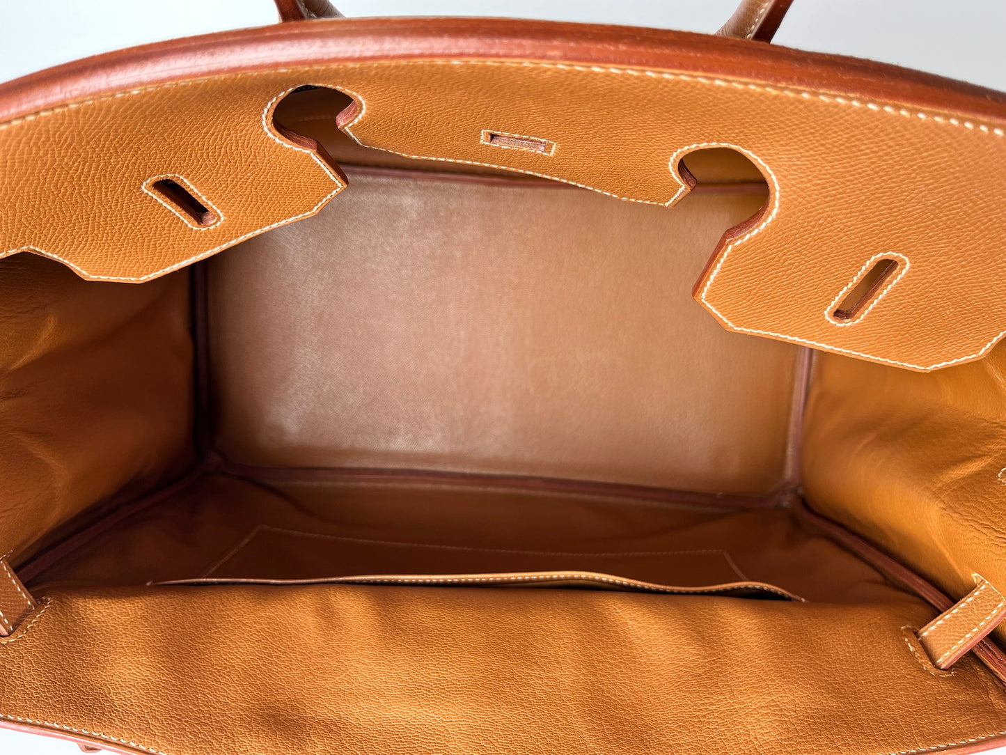 Vintage HERMES Birkin 35 Gold on Gold Courchevel Leather 1998 Satchel Bag