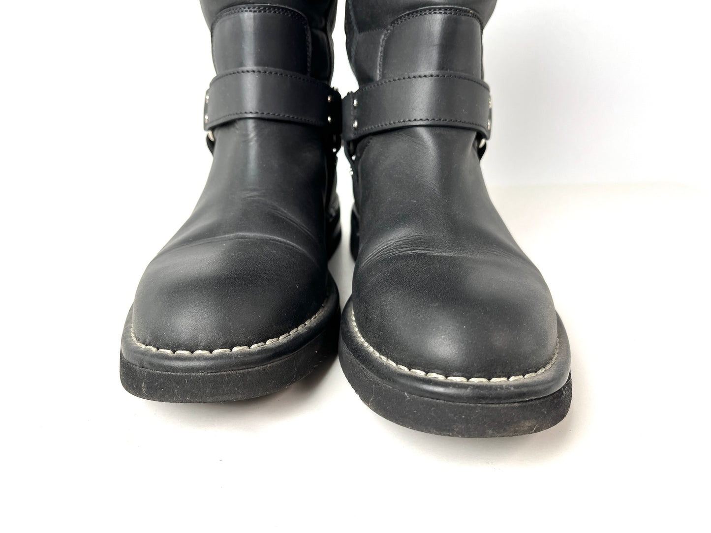 CHANEL Paris-Dallas CC Star Black Leather Moto Mid Calf Boots 38.5