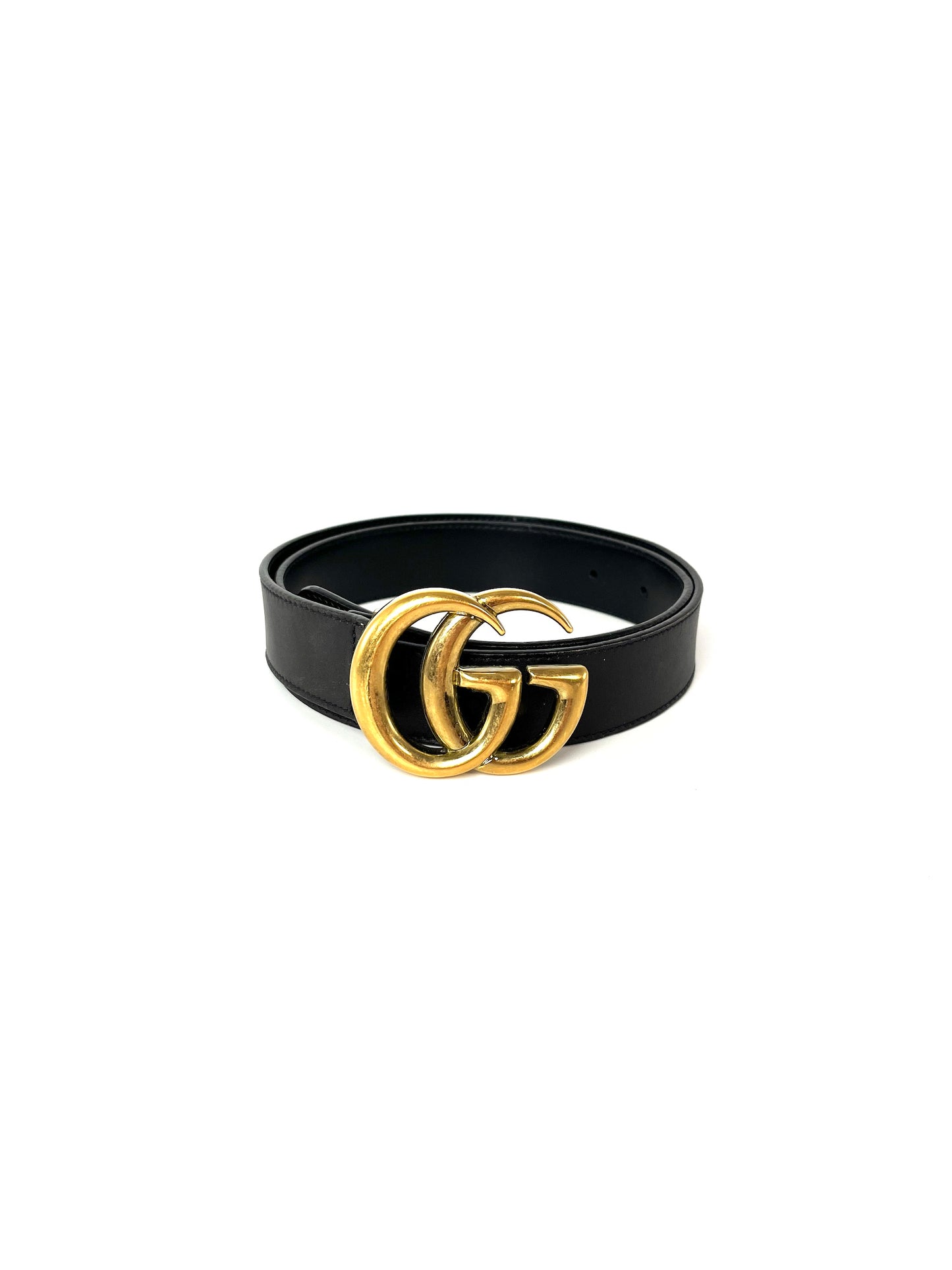 Vintage GUCCI Black Leather GG 30mm Belt 75 30