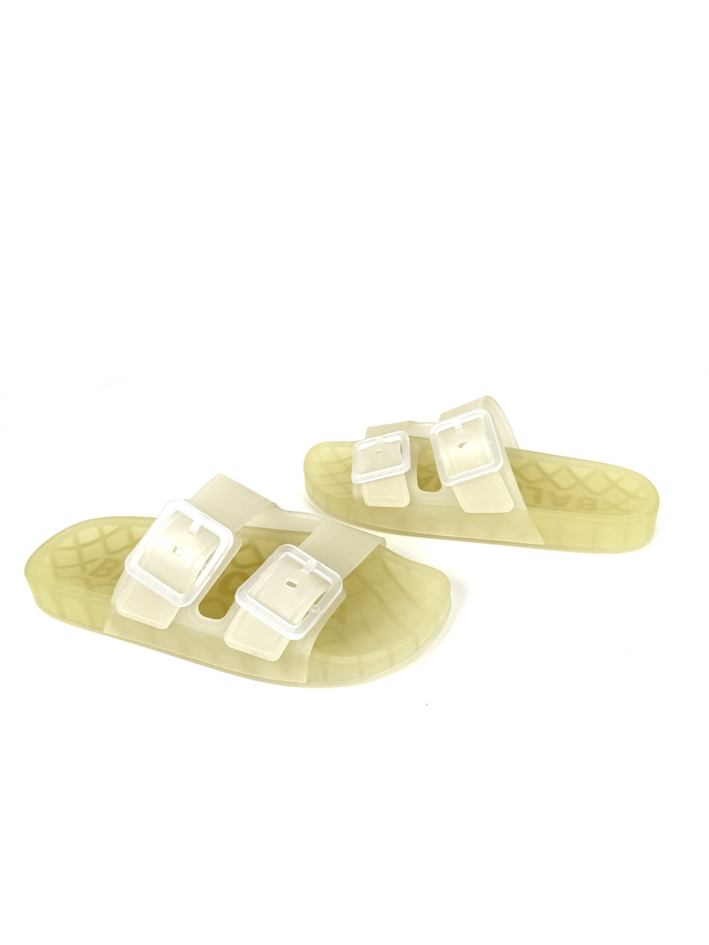 New BALENCIAGA Mallorca Transparent Buckle Plastic PVC Slide Sandals 37 7
