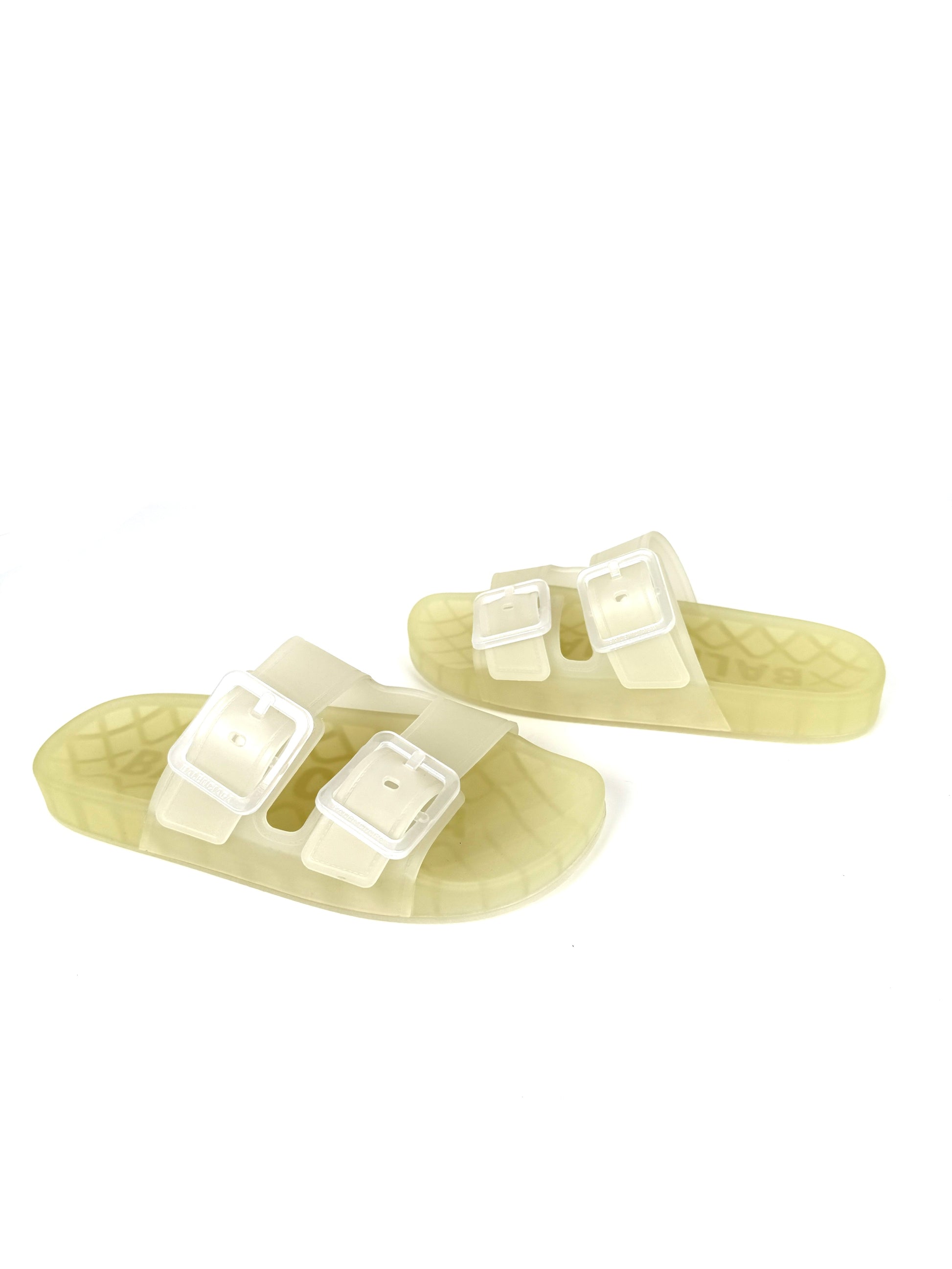 New BALENCIAGA Mallorca Transparent Buckle Plastic PVC Slide Sandals 37 7