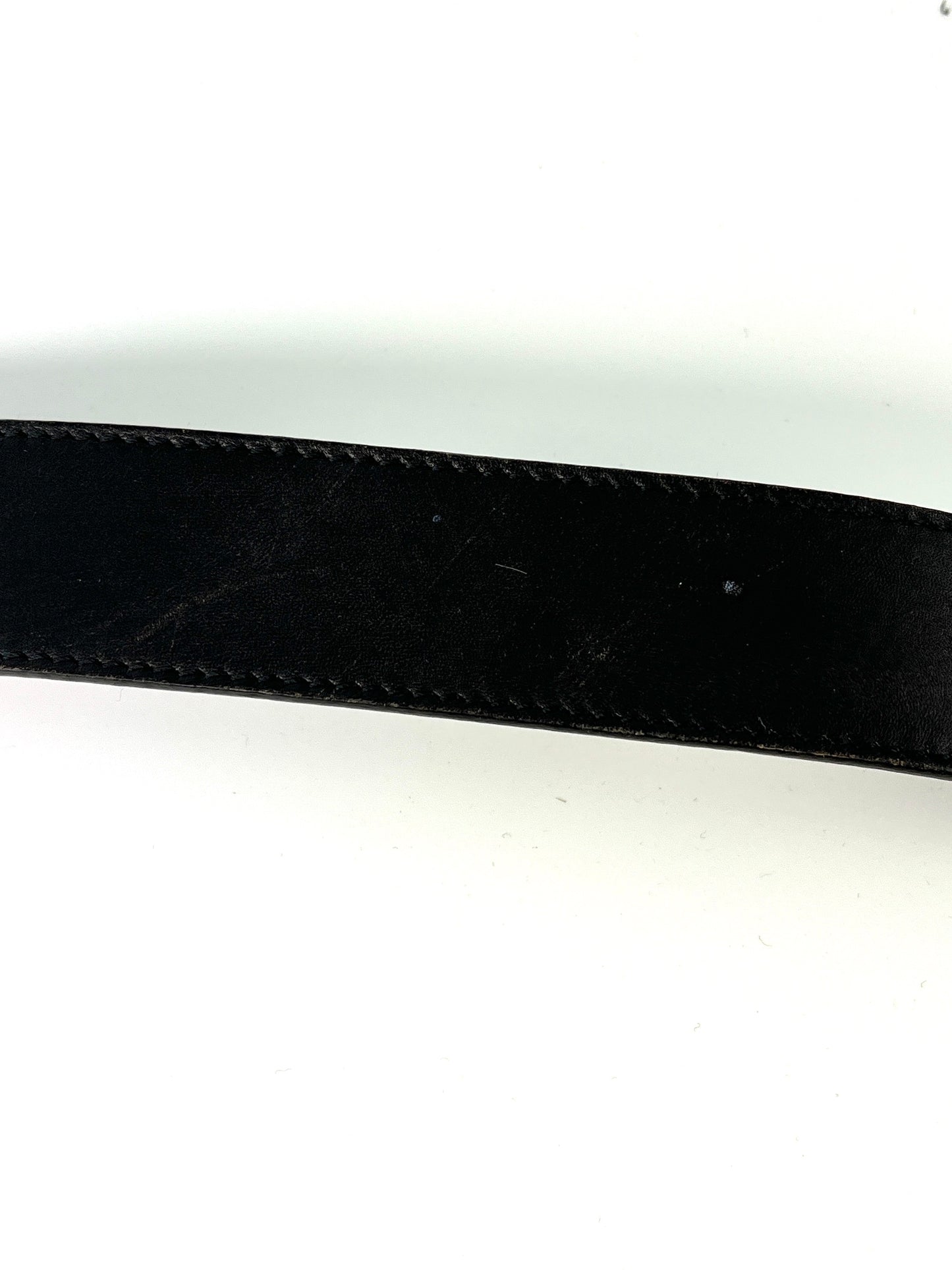 Vintage GUCCI Black Leather GG 30mm Belt 75 30