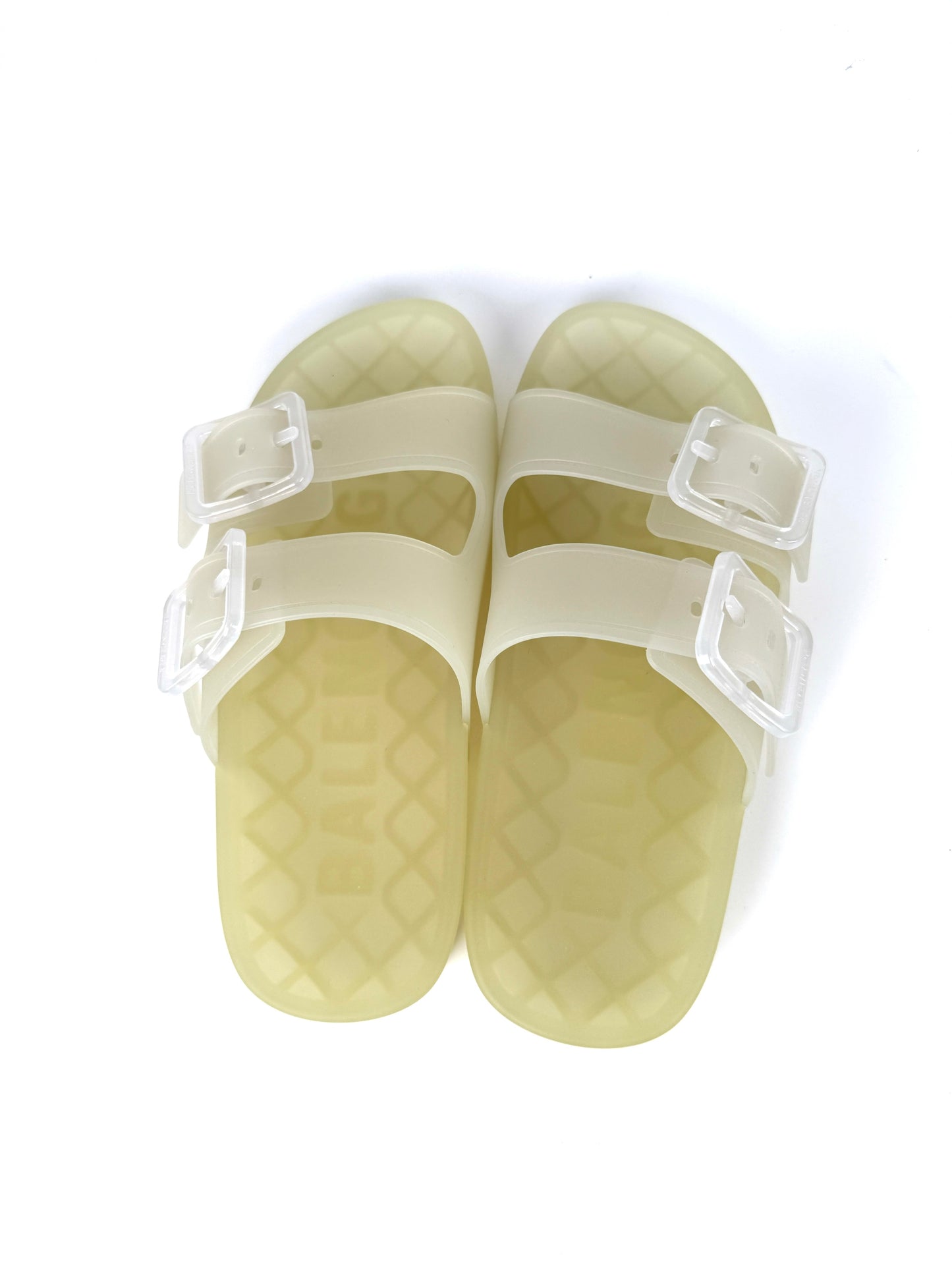 New BALENCIAGA Mallorca Transparent Buckle Plastic PVC Slide Sandals 37 7