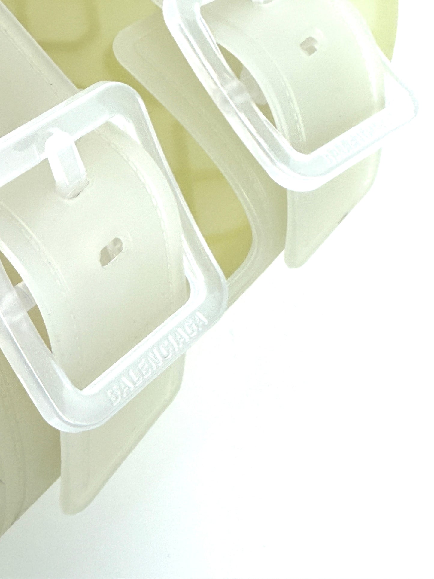 New BALENCIAGA Mallorca Transparent Buckle Plastic PVC Slide Sandals 37 7