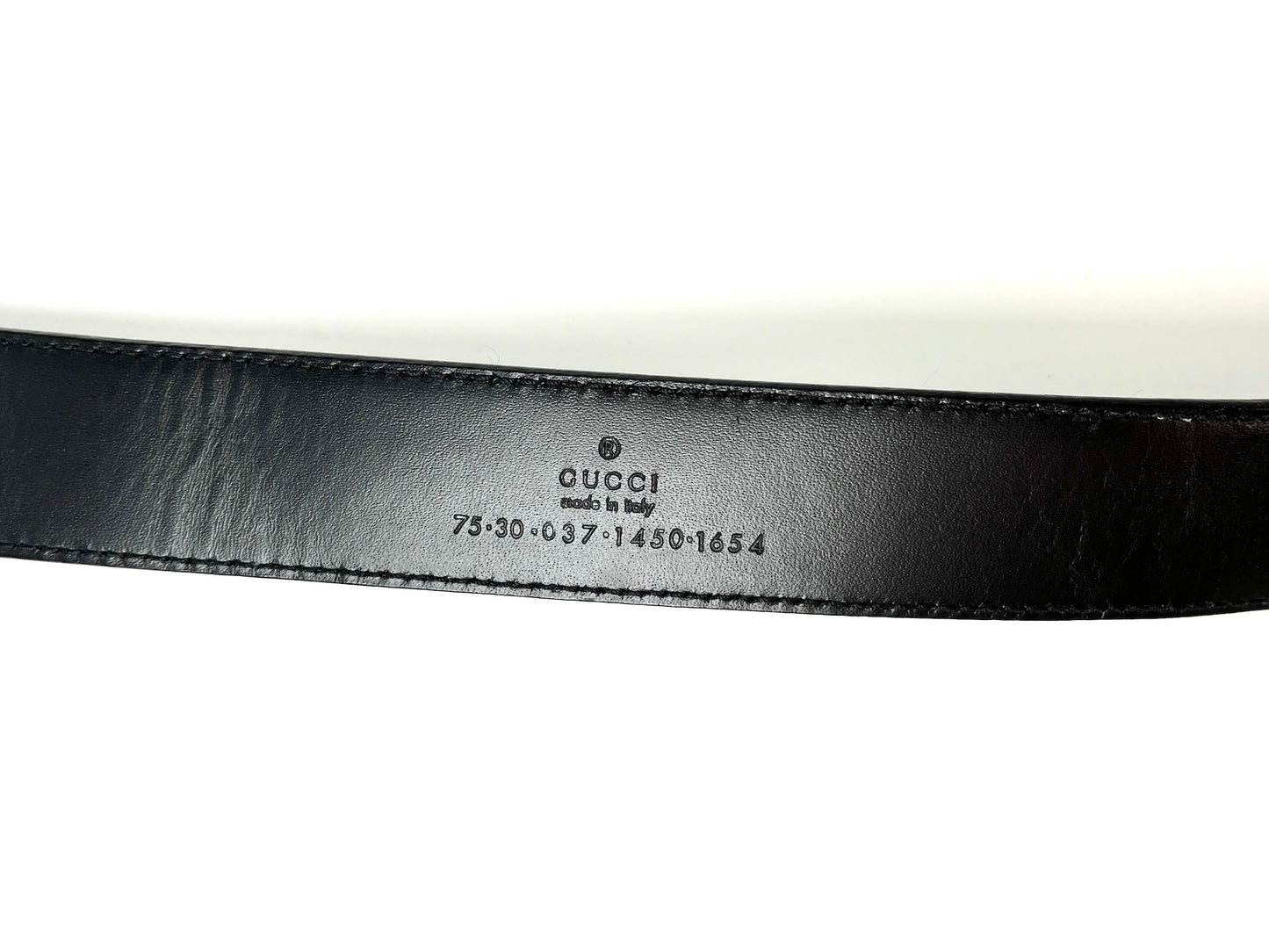 Vintage GUCCI Black Leather GG 30mm Belt 75 30