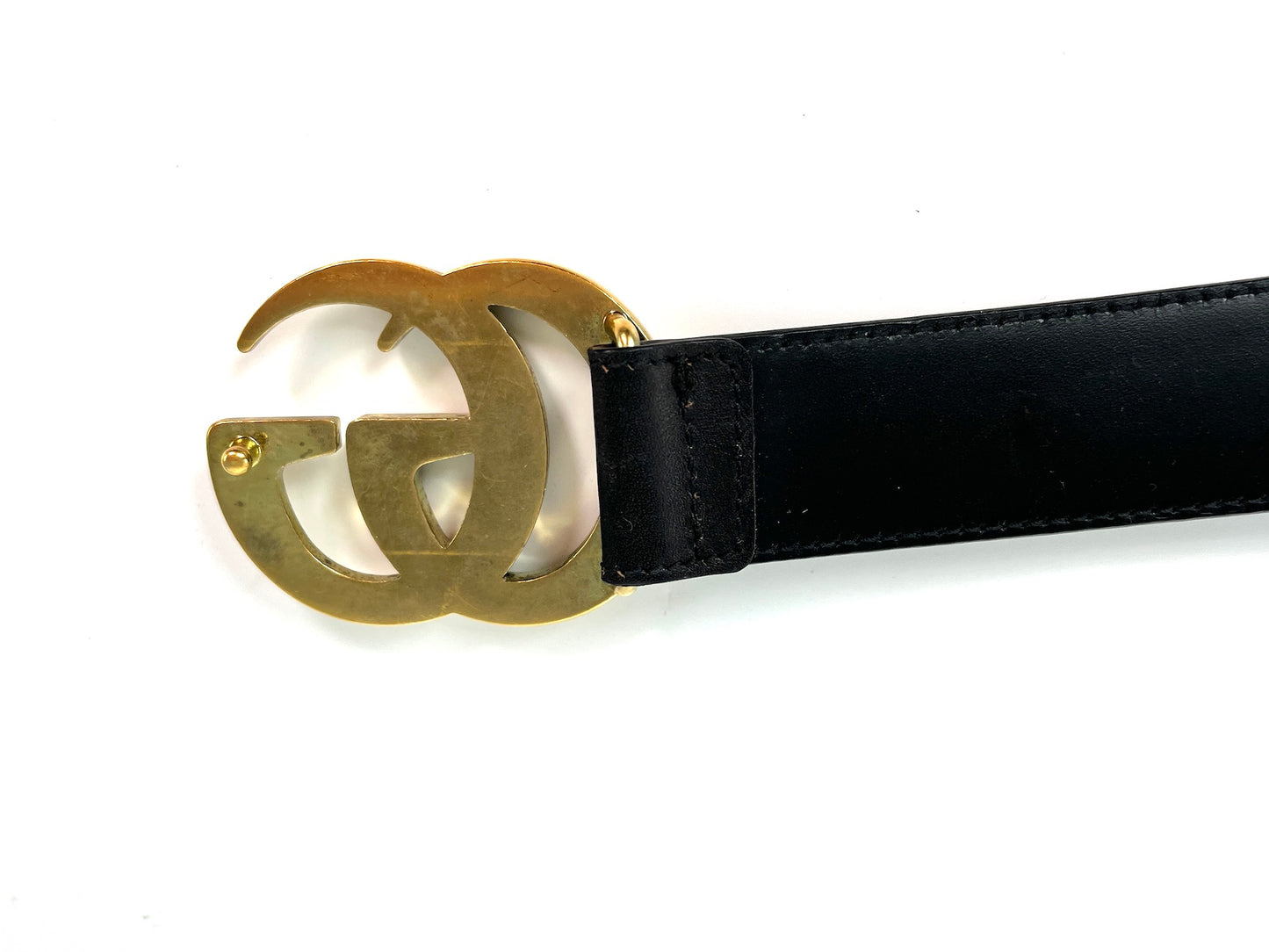 Vintage GUCCI Black Leather GG 30mm Belt 75 30