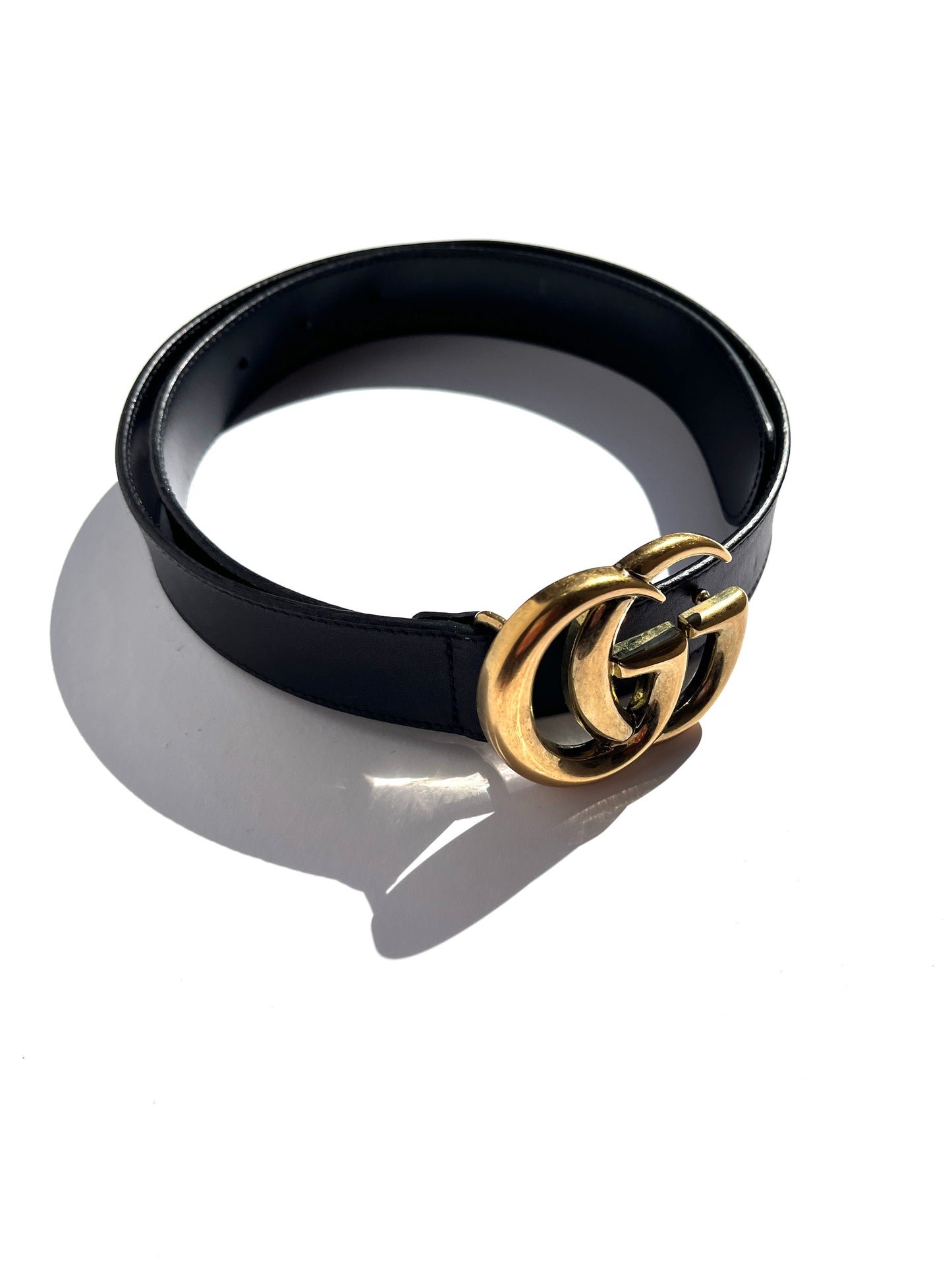 Vintage GUCCI Black Leather GG 30mm Belt 75 30