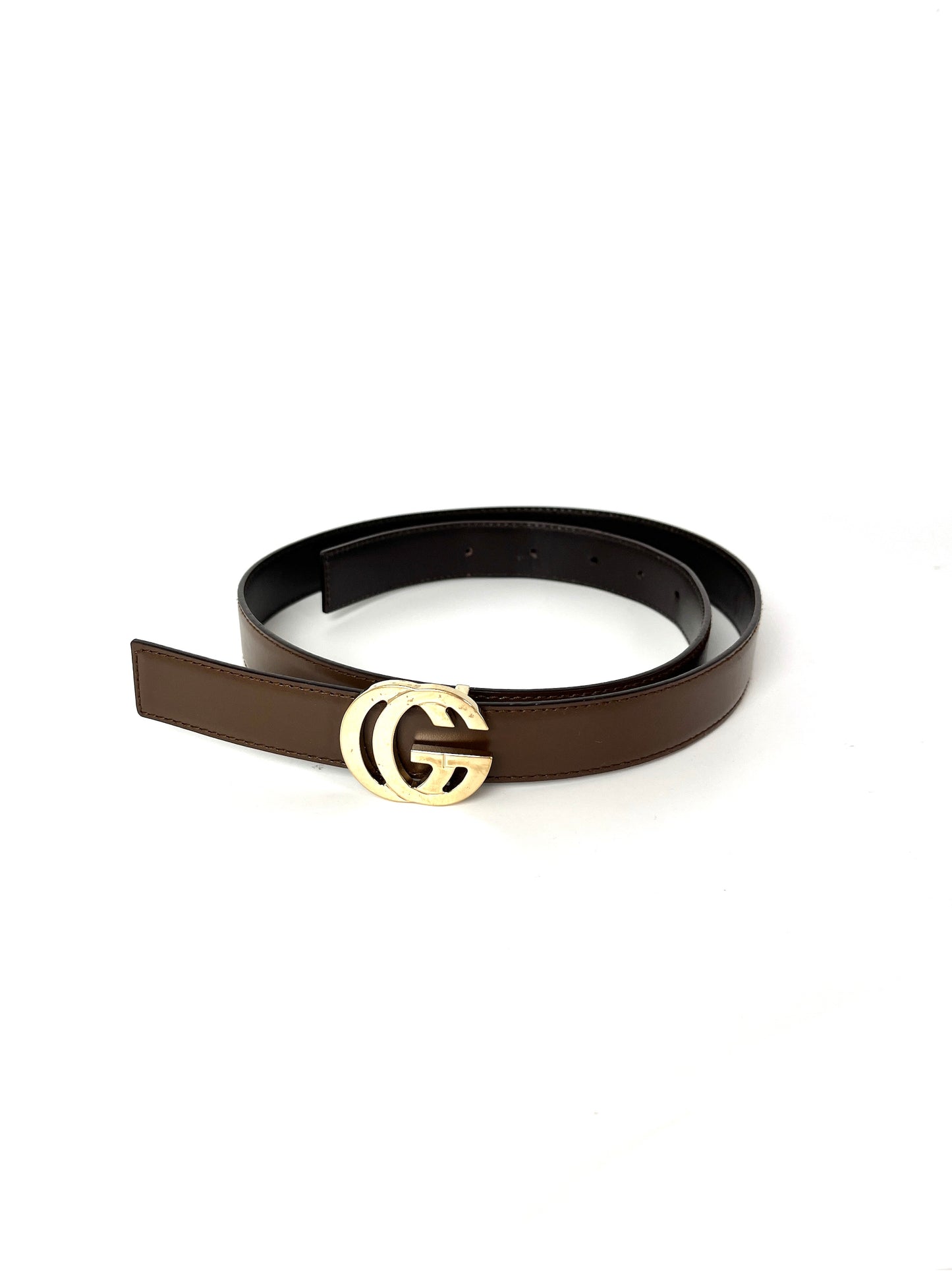 Vintage GUCCI Brown Leather GG 25mm Belt 80 32