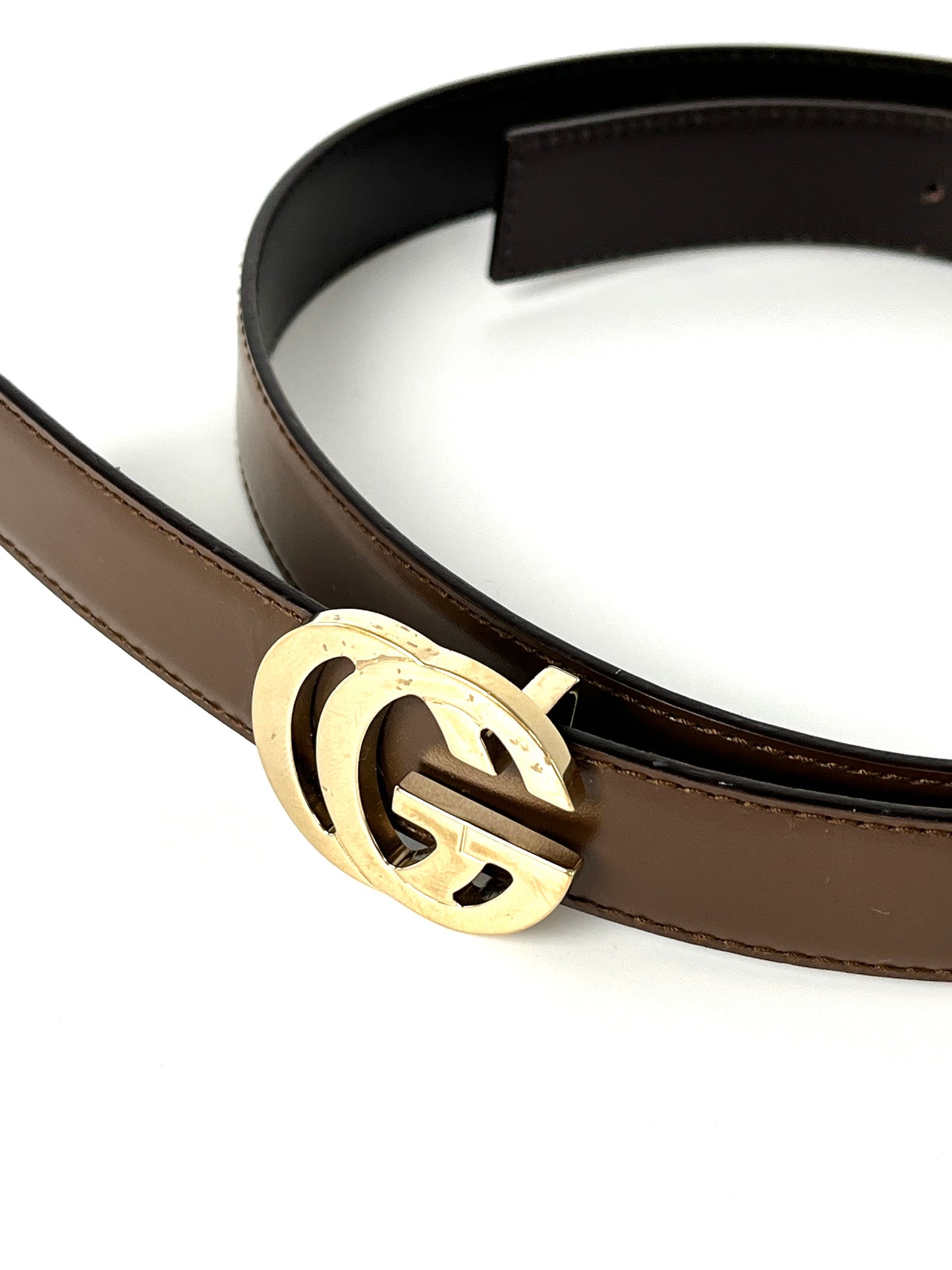 Vintage GUCCI Brown Leather GG 25mm Belt 80 32