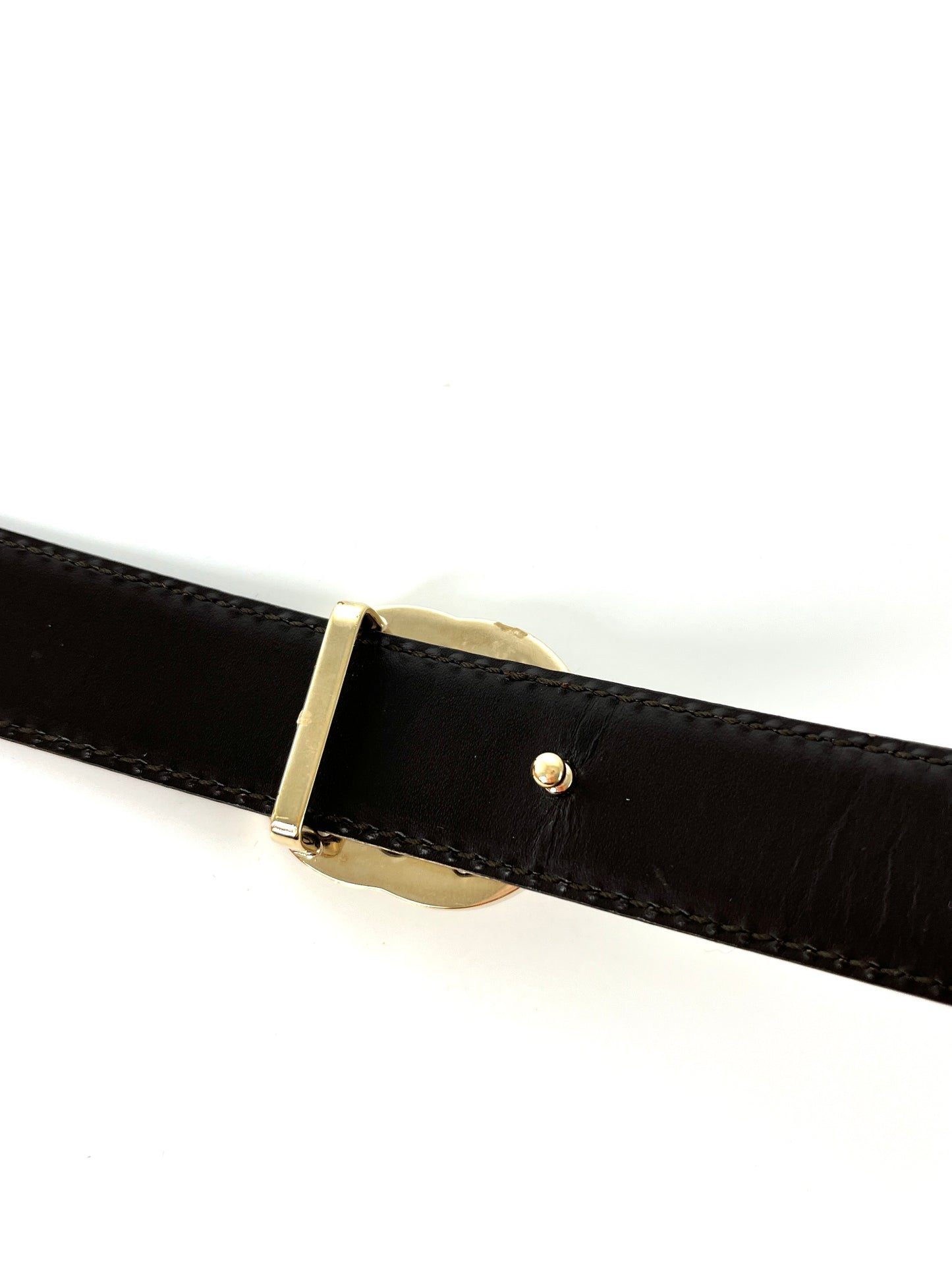 Vintage GUCCI Brown Leather GG 25mm Belt 80 32