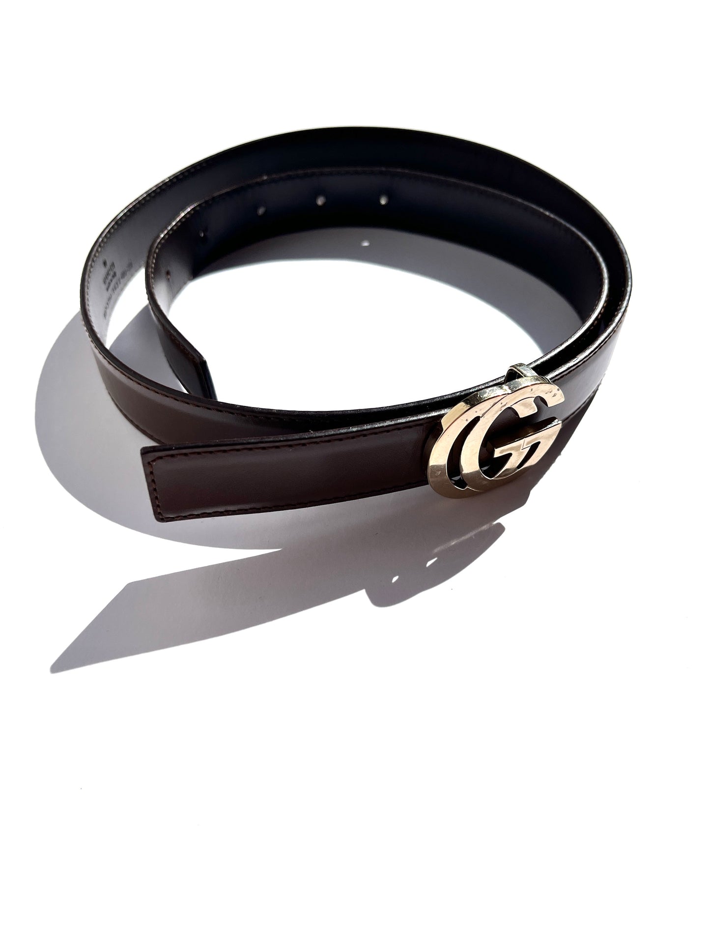 Vintage GUCCI Brown Leather GG 25mm Belt 80 32