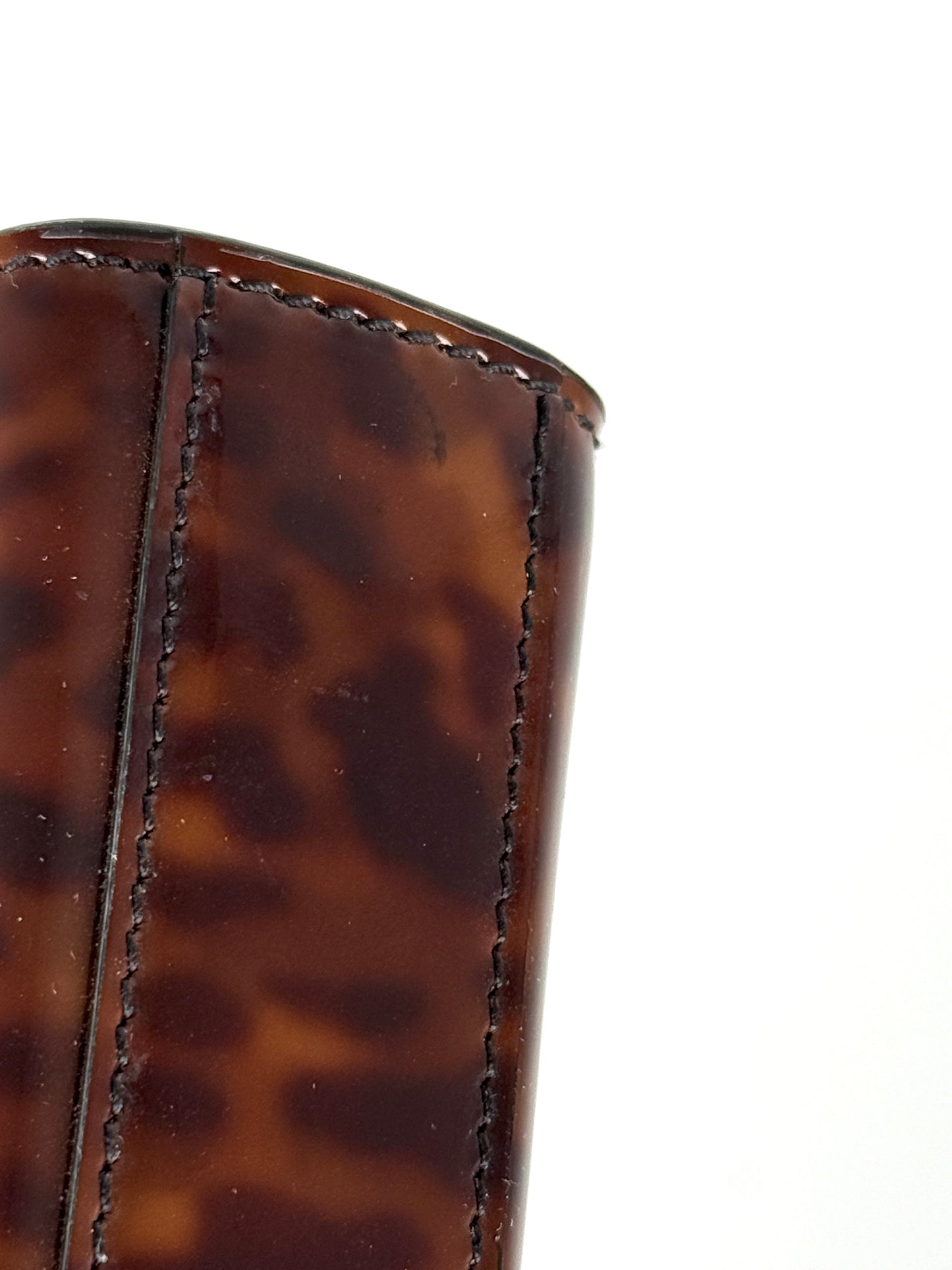 SAINT LAURENT Kate Small Patent Monogram Chain Wallet Tortoiseshell Crossbody Brown Bag