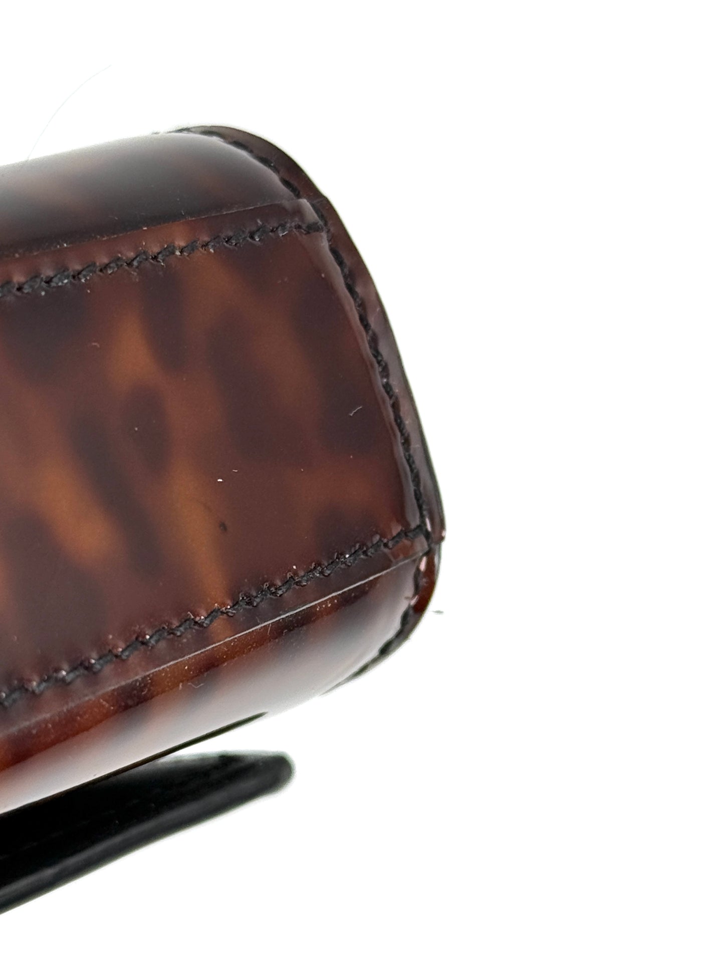 SAINT LAURENT Kate Small Patent Monogram Chain Wallet Tortoiseshell Crossbody Brown Bag
