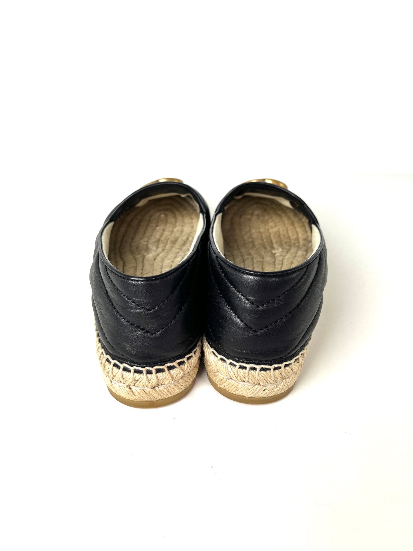 GUCCI Espadrille GG Logo Black Flats 37.5 7