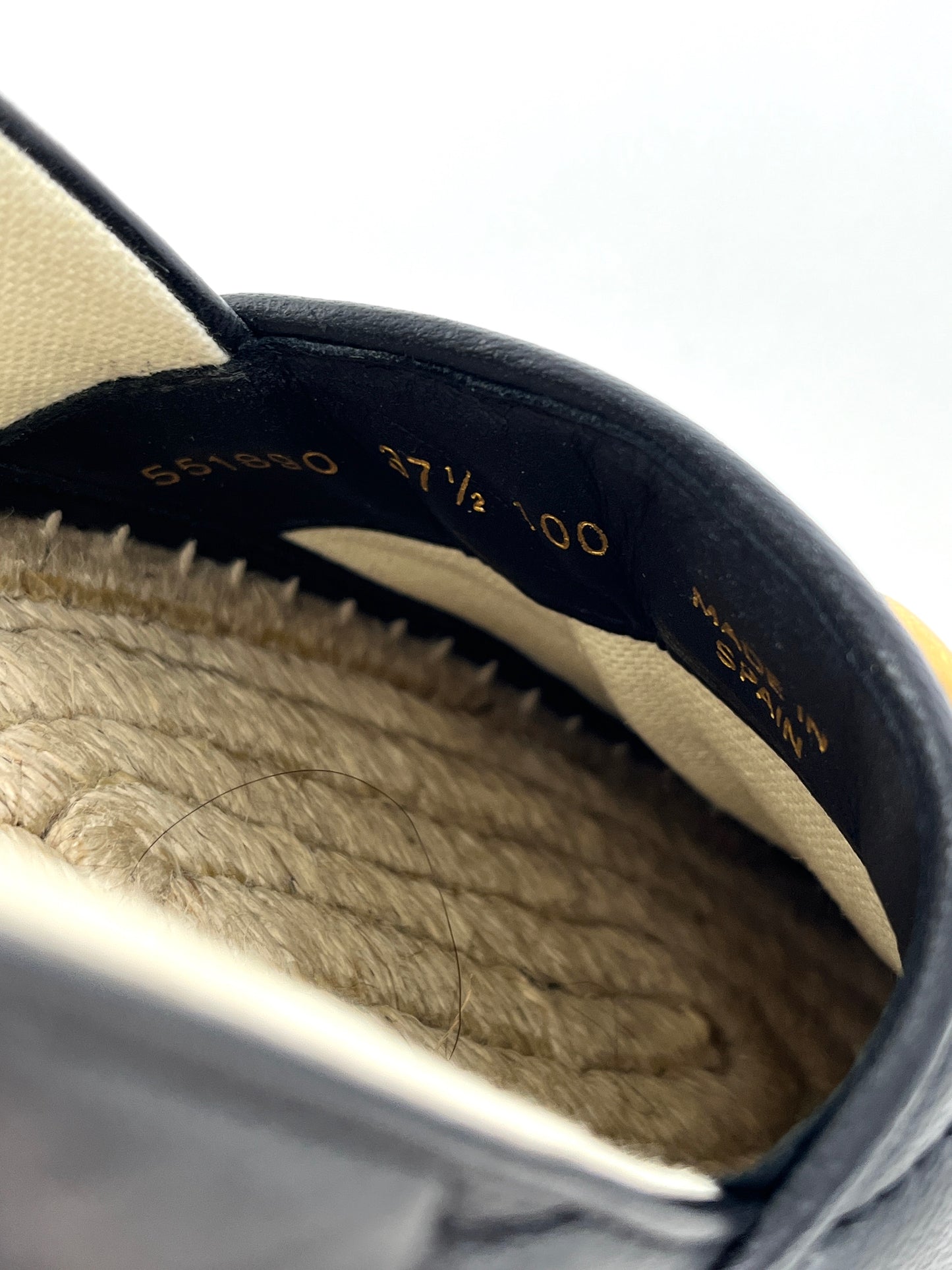 GUCCI Espadrille GG Logo Black Flats 37.5 7