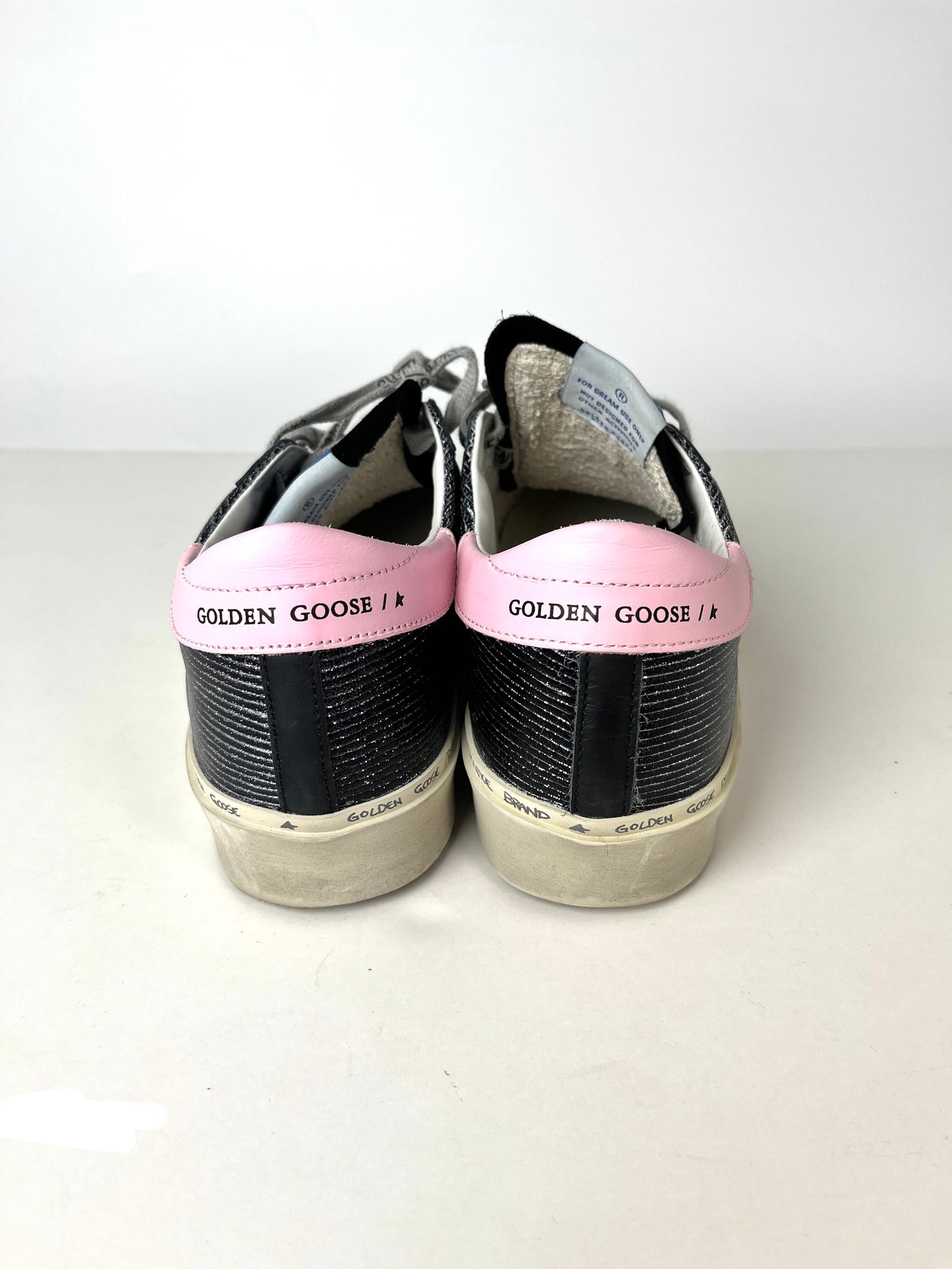 Golden Goose Hi Star Classic with List Platform Black Glitter Sneakers 38
