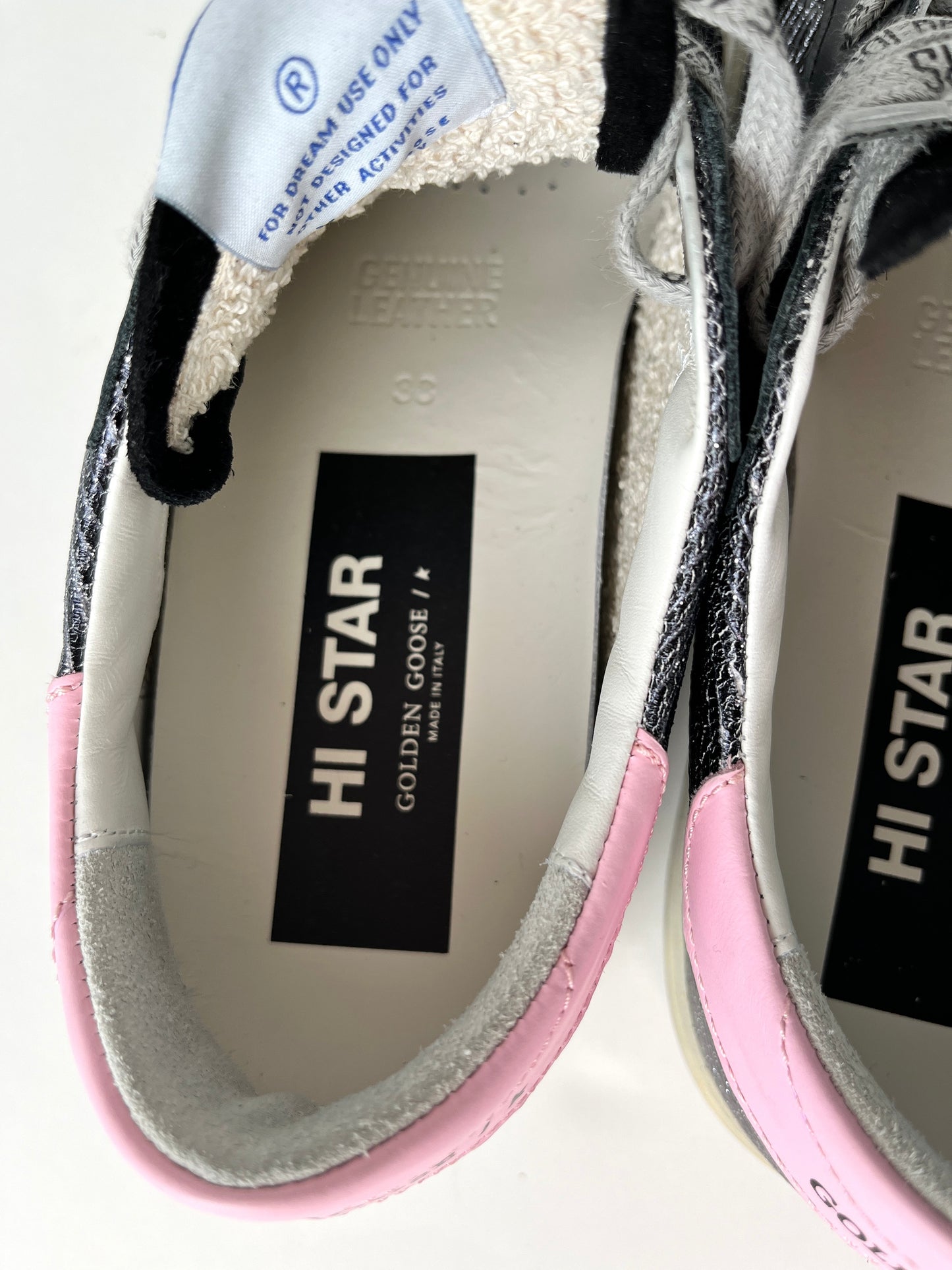 Golden Goose Hi Star Classic with List Platform Black Glitter Sneakers 38