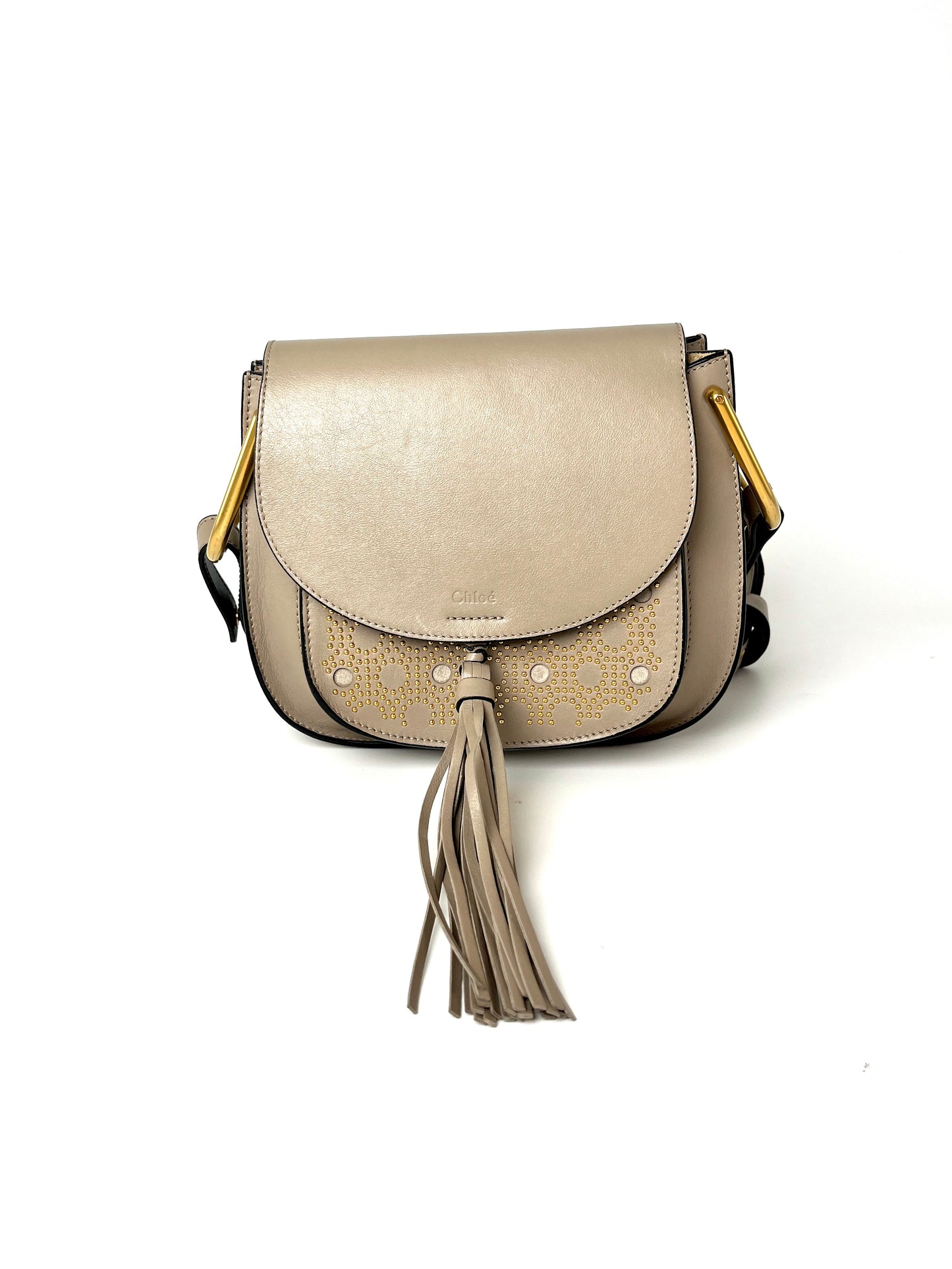 CHLOE Hudson Studded Circle Leather Saddle Crossbody Bag