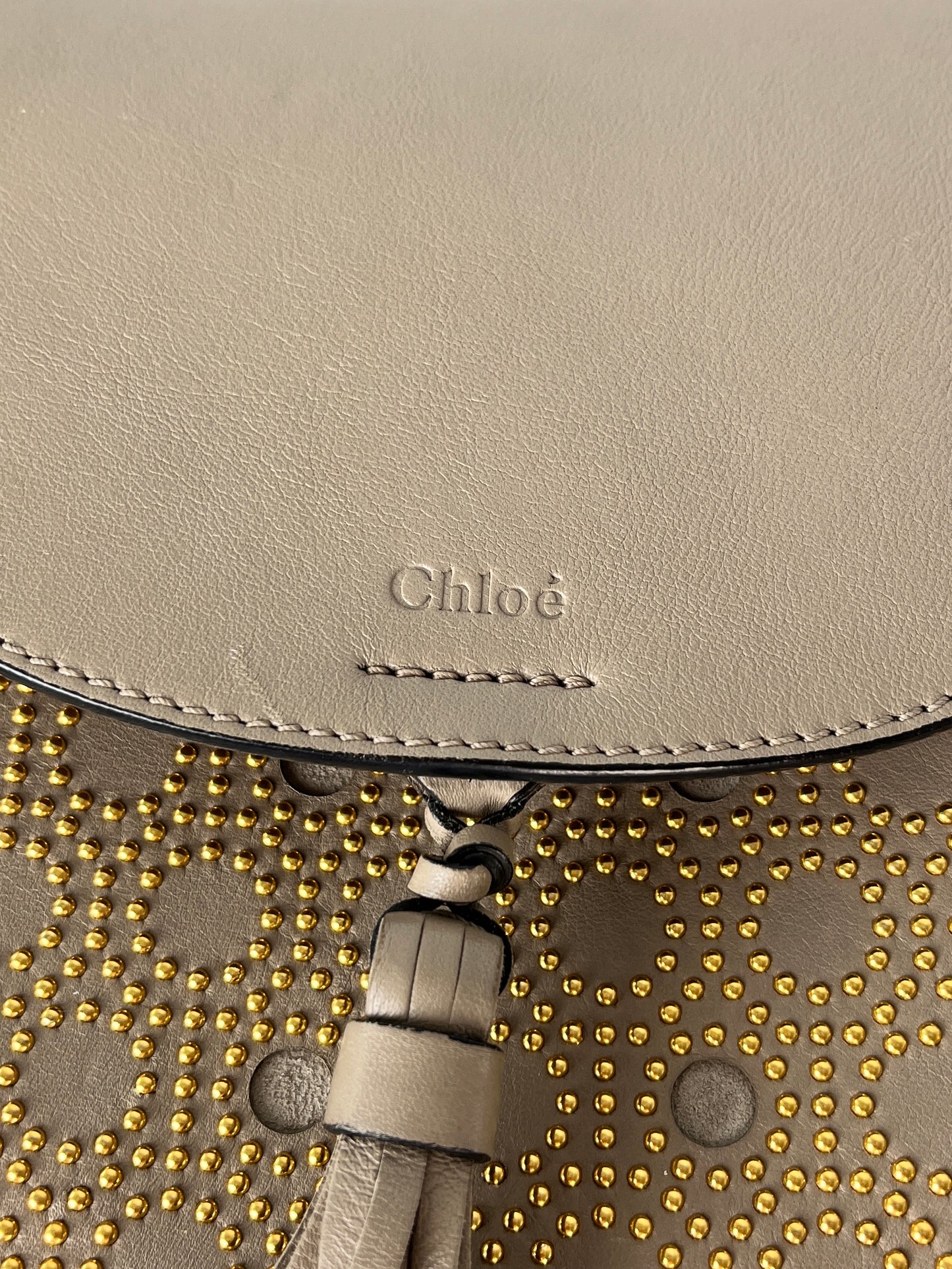CHLOE Hudson Studded Circle Leather Saddle Crossbody Bag