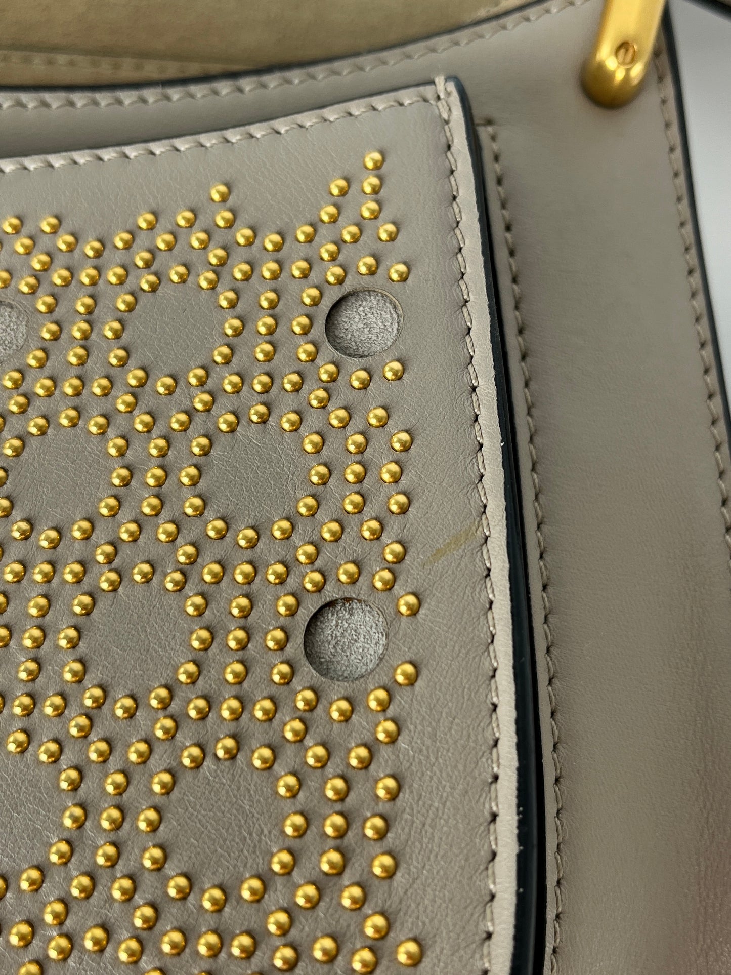 CHLOE Hudson Studded Circle Leather Saddle Crossbody Bag