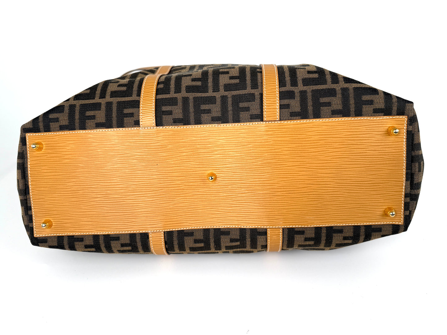Vintage FENDI Zucca FF Brown Canvas Travel Weekender Tote Shoulder Bag