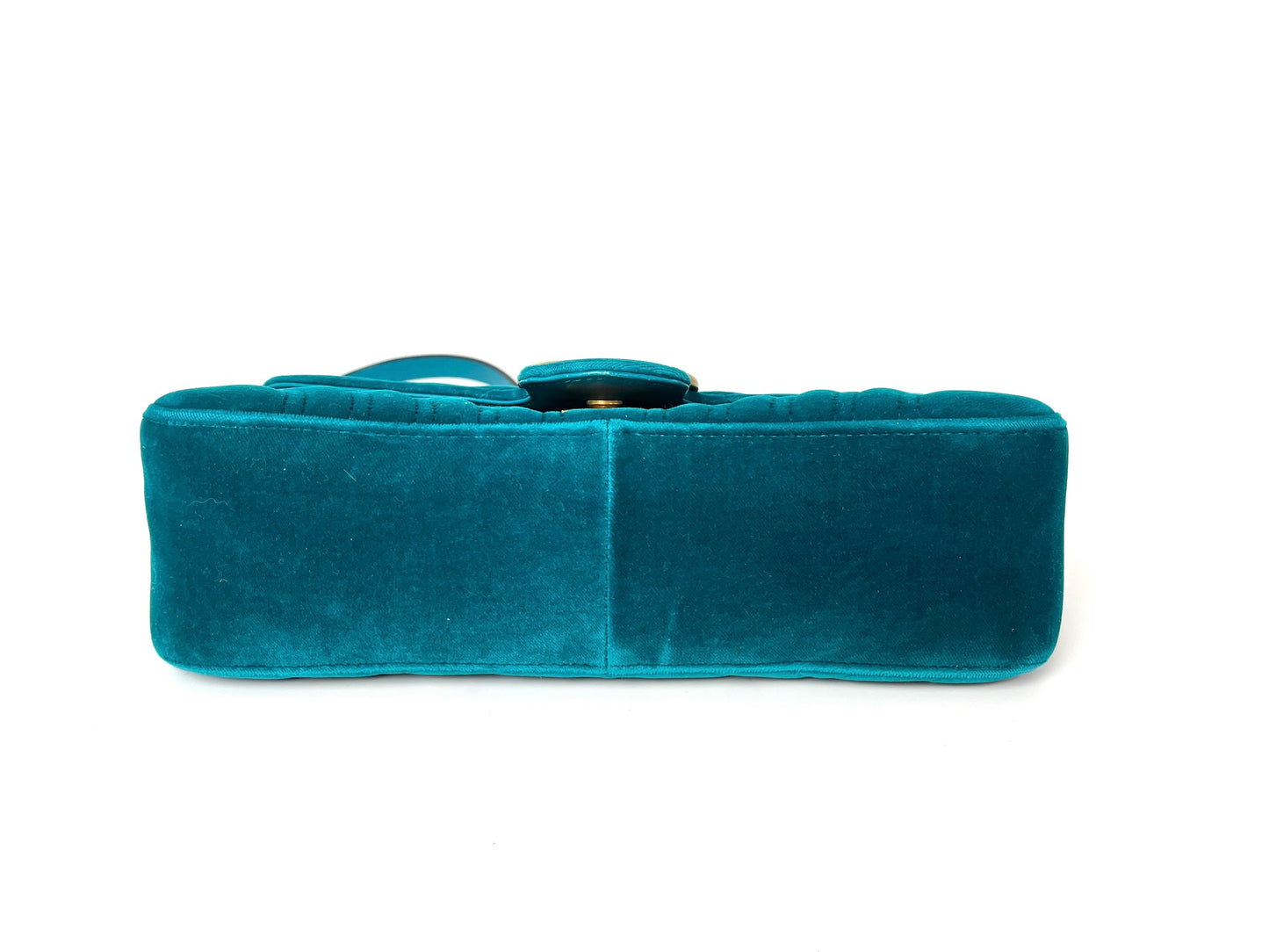 GUCCI Marmont Matelasse Small Velvet GG Pavone Cyan Crossbody Shoulder Bag