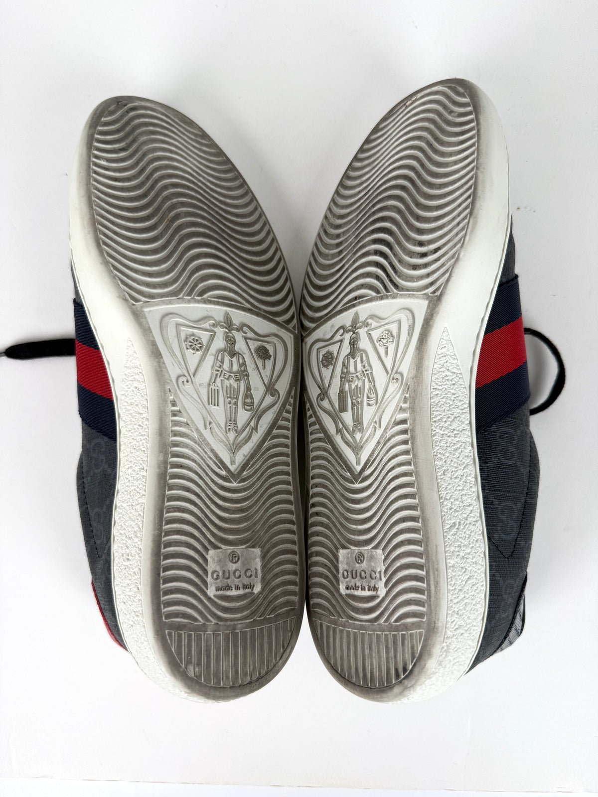 GUCCI Men’s Ace Web Black GG Supreme Canvas Low Top Sneakers 6, 6.5US