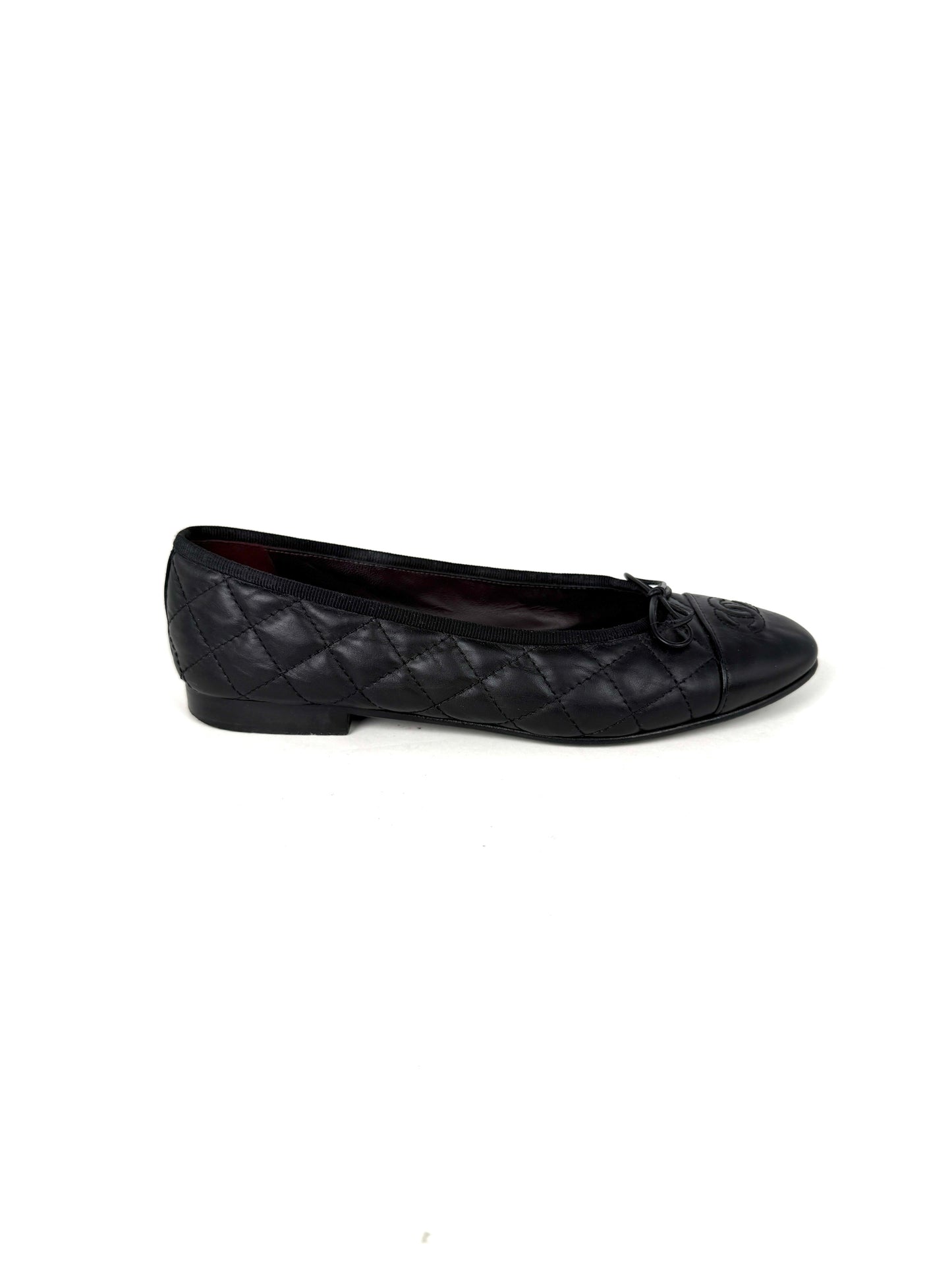 CHANEL Cap Toe Classic Black CC Logo Flats 38.5 8