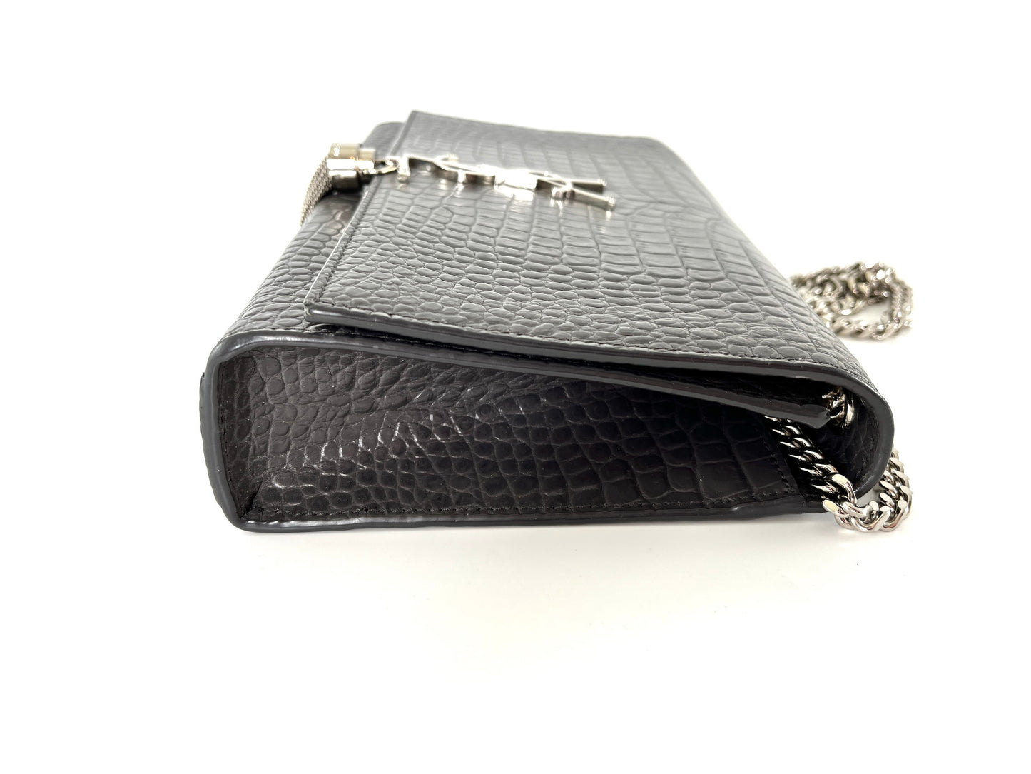 Saint Laurent Kate Gray Medium Embossed Tassel Shoulder Bag