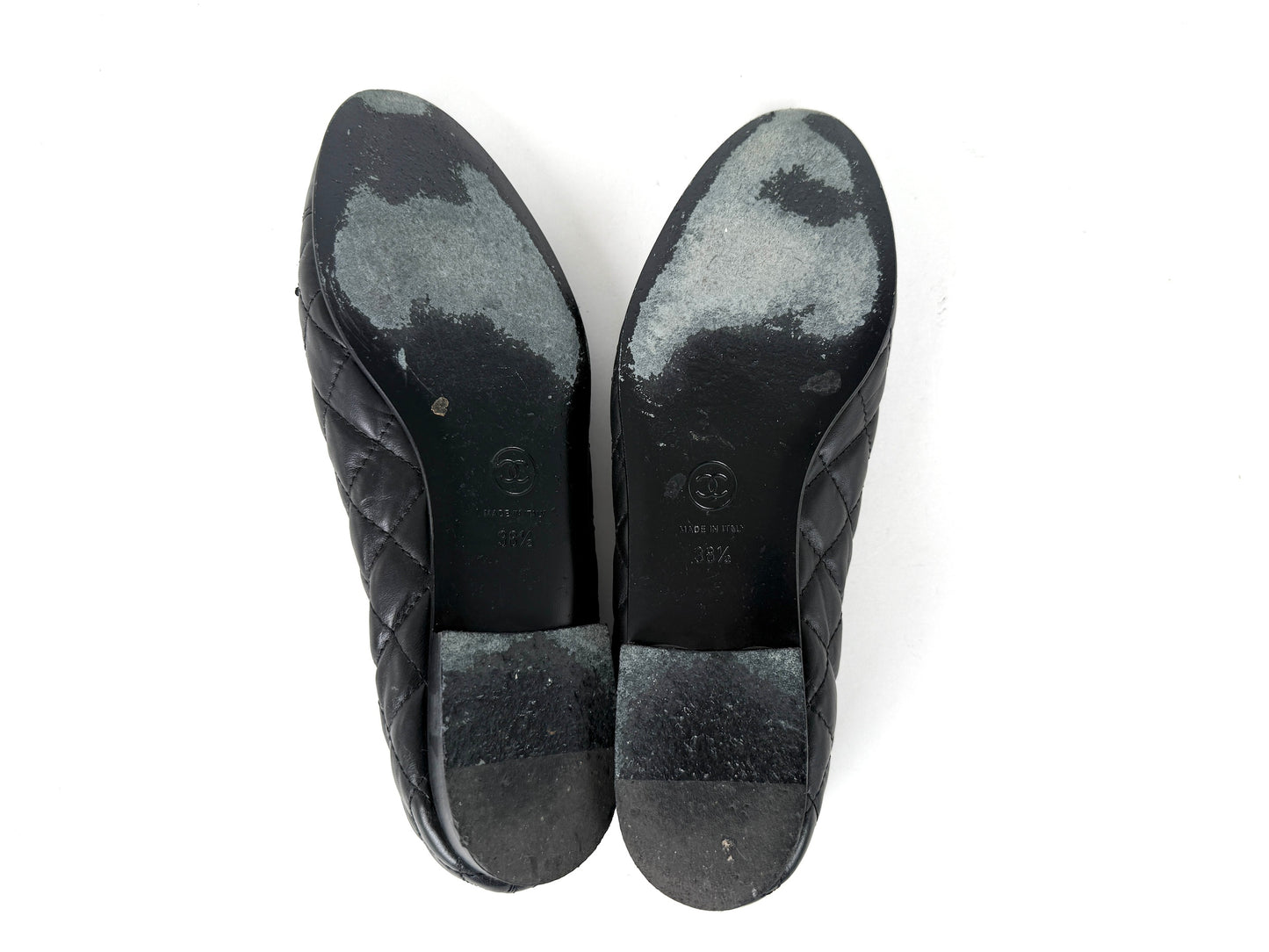 CHANEL Cap Toe Classic Black CC Logo Flats 38.5 8