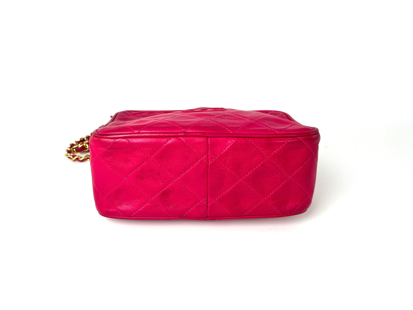 CHANEL Vintage Tassel Pink Leather Quilted Crossbody Camera Case Bag