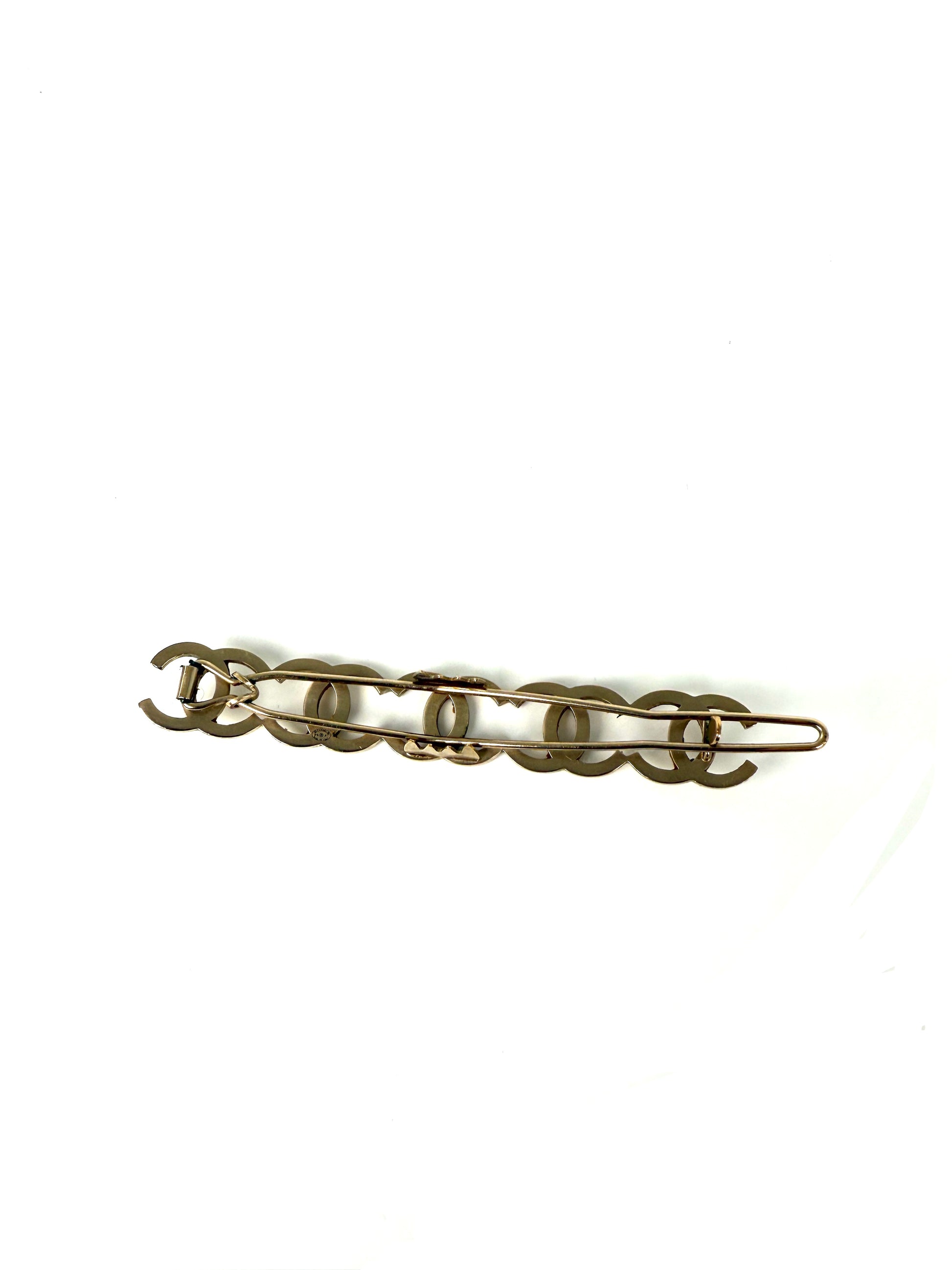 CHANEL CC Logo Gold Tone Hair Clip