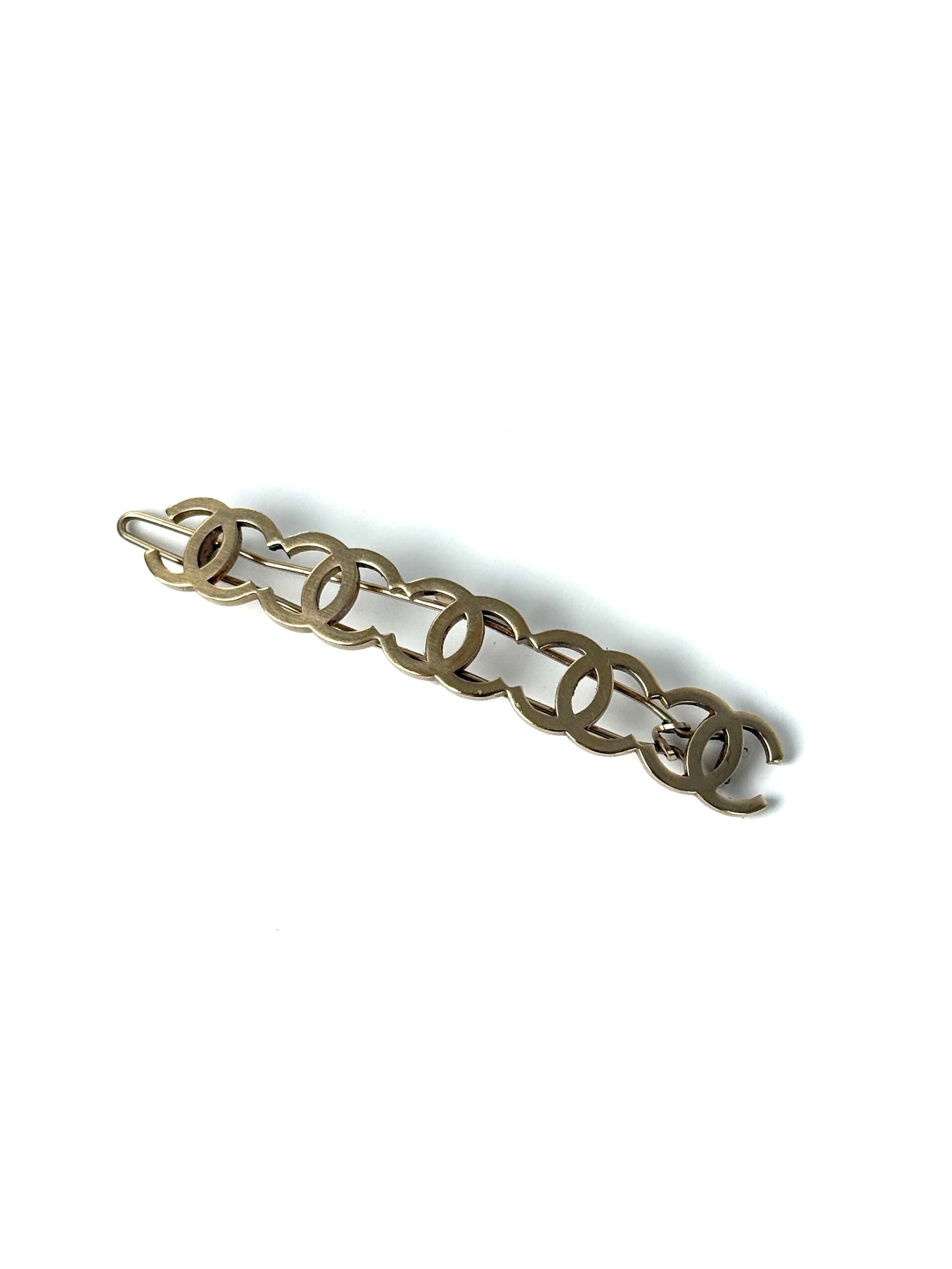 CHANEL CC Logo Gold Tone Hair Clip