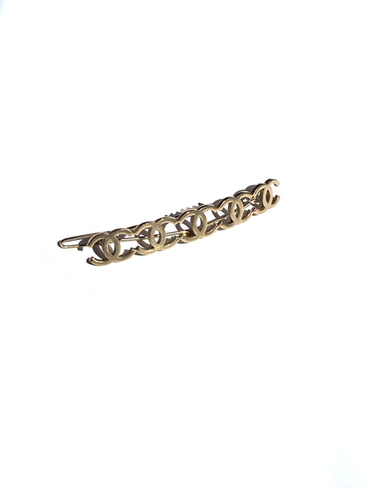 CHANEL CC Logo Gold Tone Hair Clip
