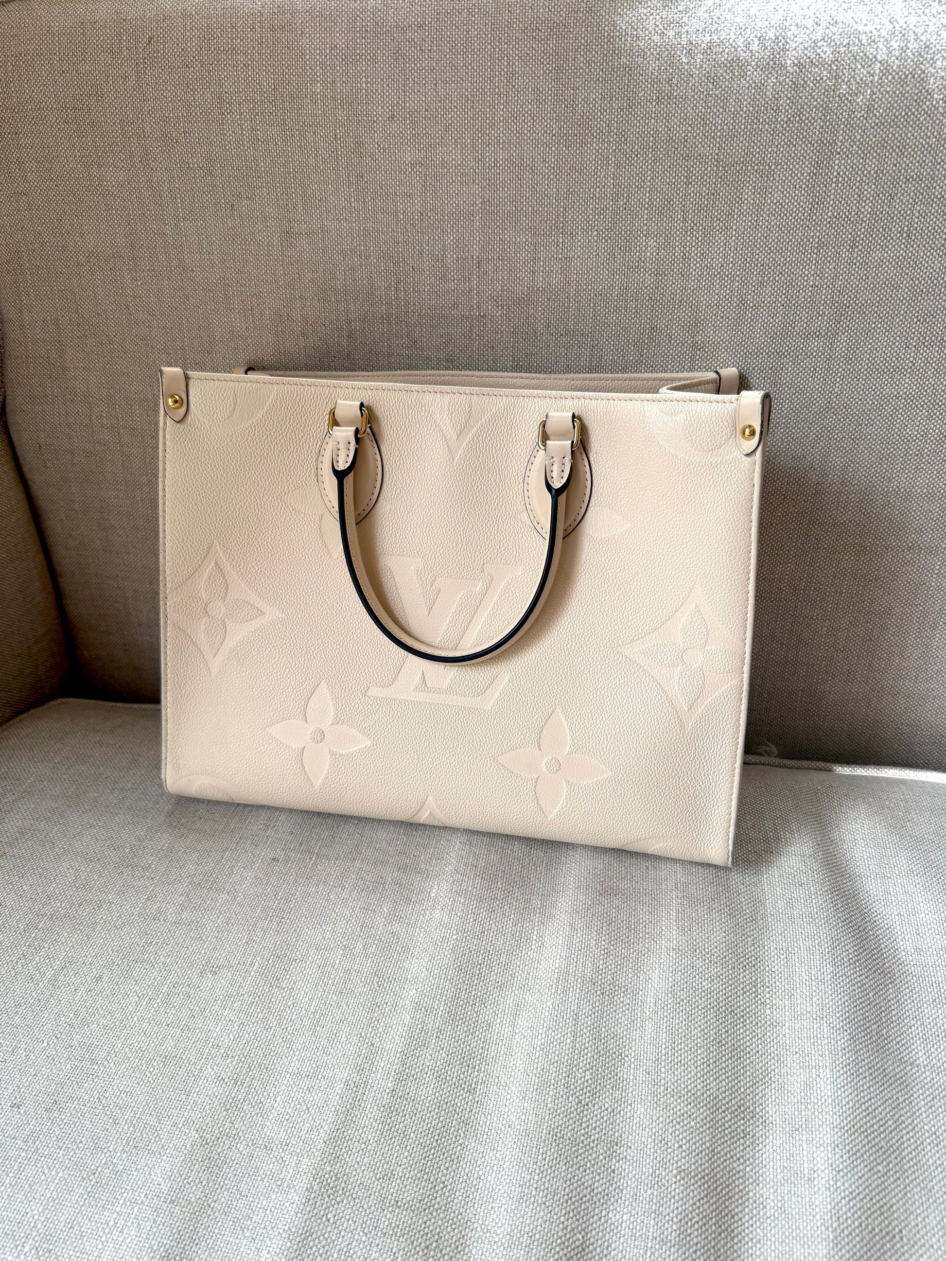 Louis Vuitton OnTheGo Monogram Empriente Creme MM Tote Shoulder Bag